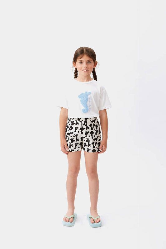 Shorts da bambina con stampa corallo