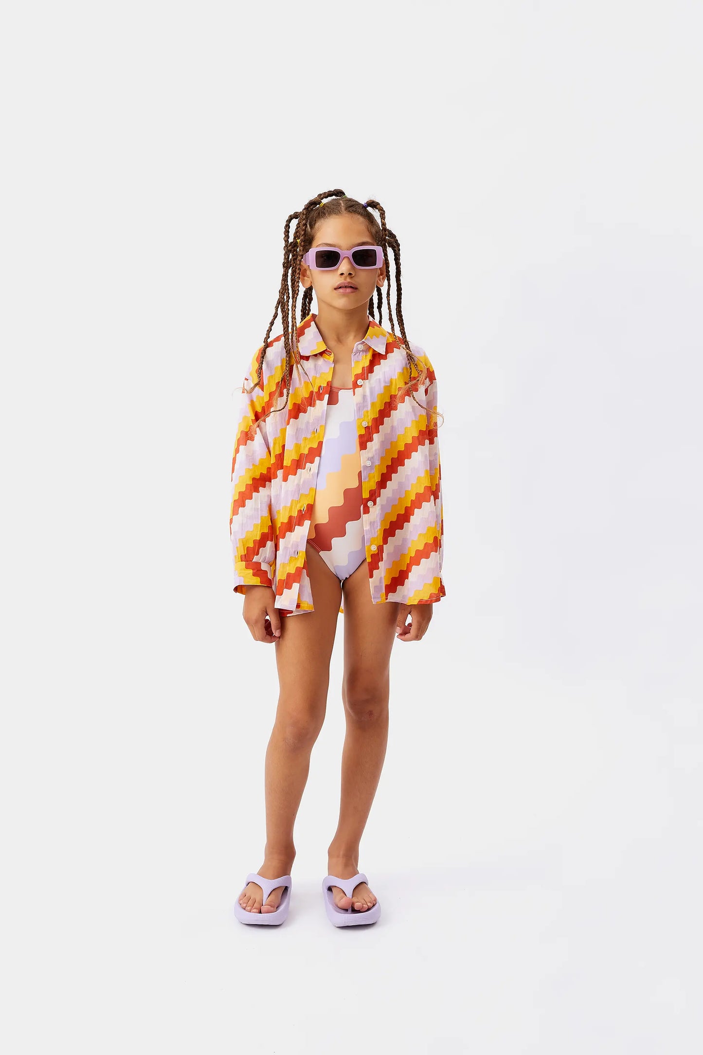 Zigzag print unisex shirt