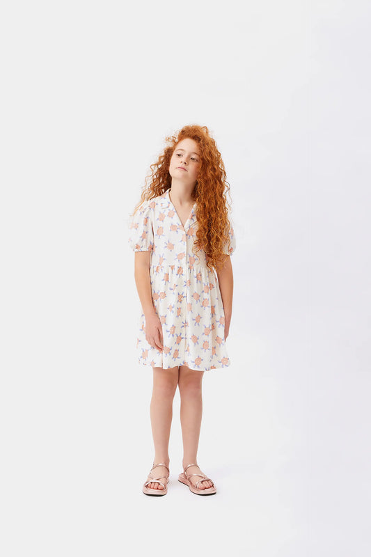 Vestido corto de niña en rayón LENZING™ ECOVERO™ de tortugas