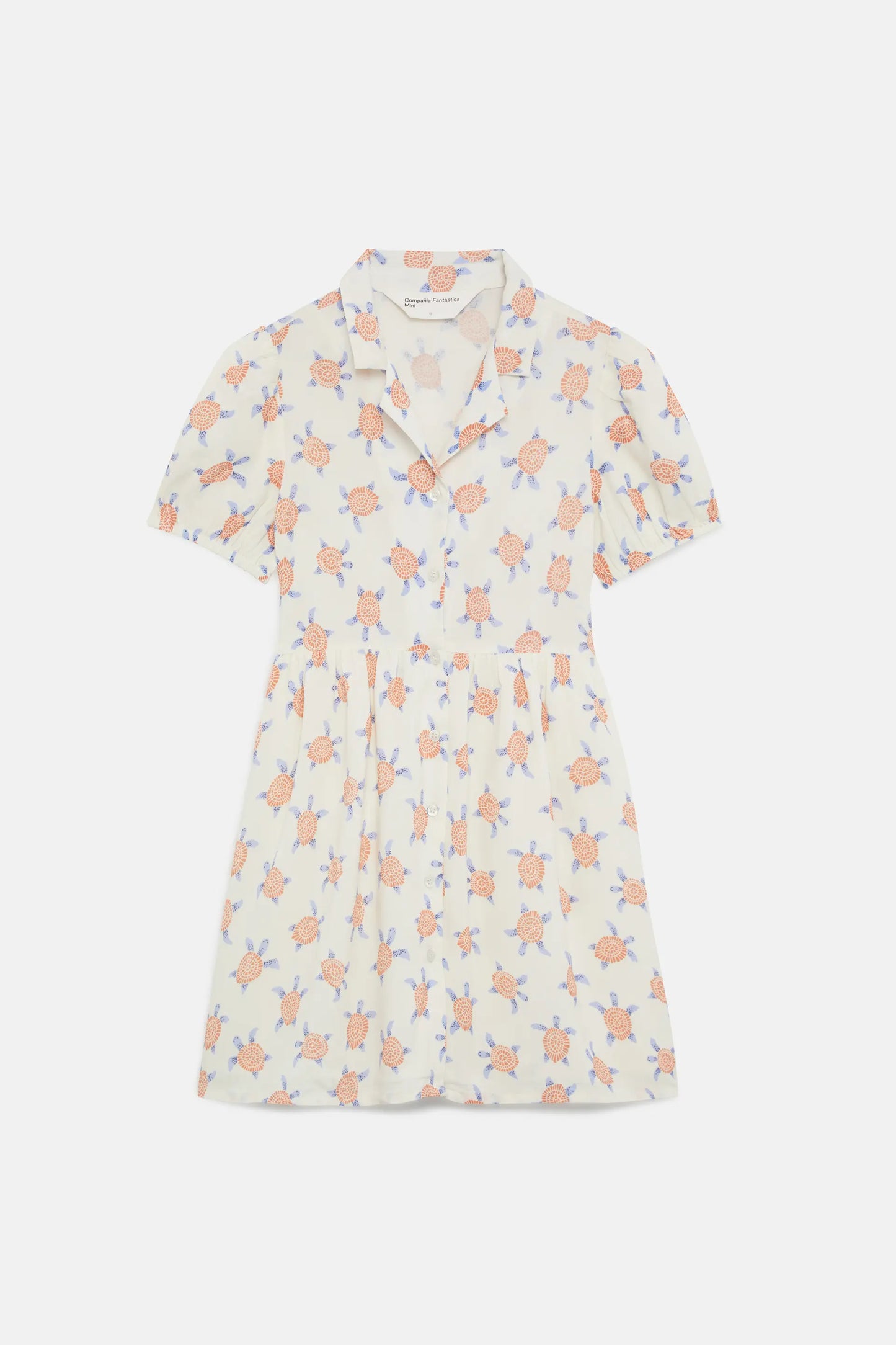Vestido corto de niña en rayón LENZING™ ECOVERO™ de tortugas