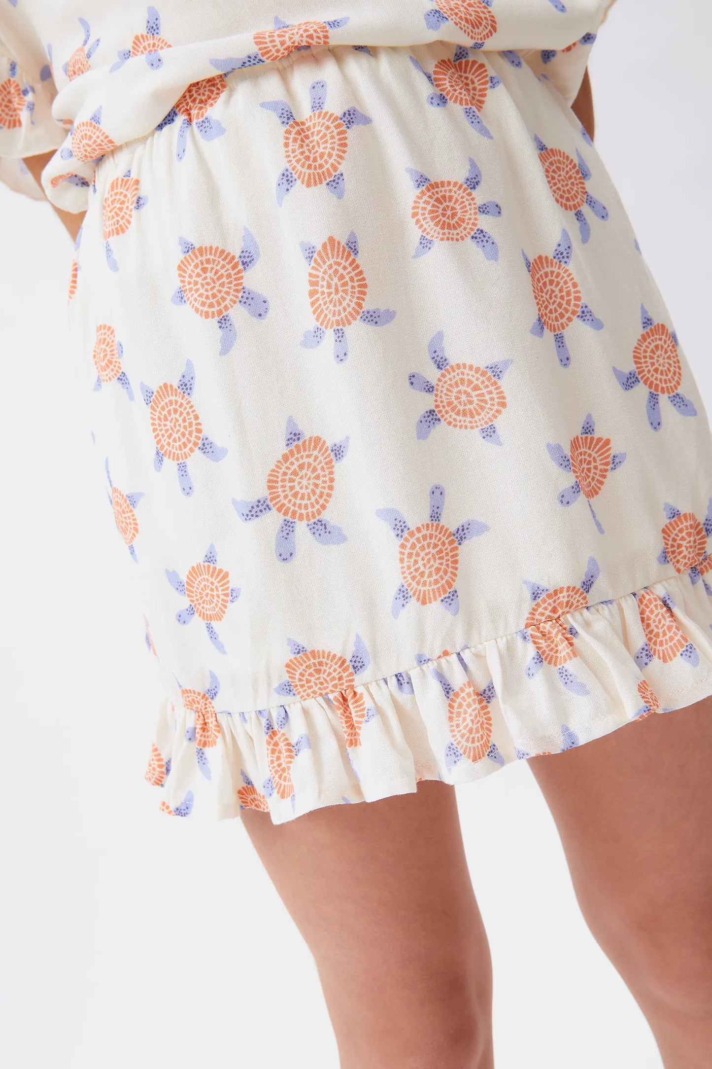 Falda corta de niña en rayón LENZING™ ECOVERO™ de tortugas