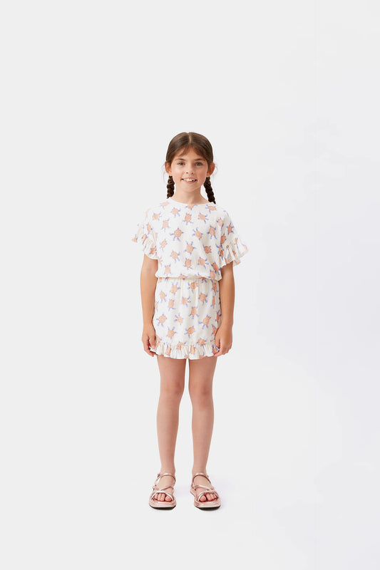 Falda corta de niña en rayón LENZING™ ECOVERO™ de tortugas