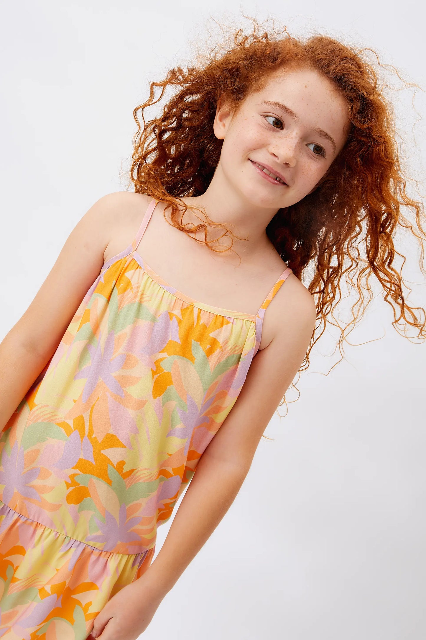 Short floral girl's dress Pluvia