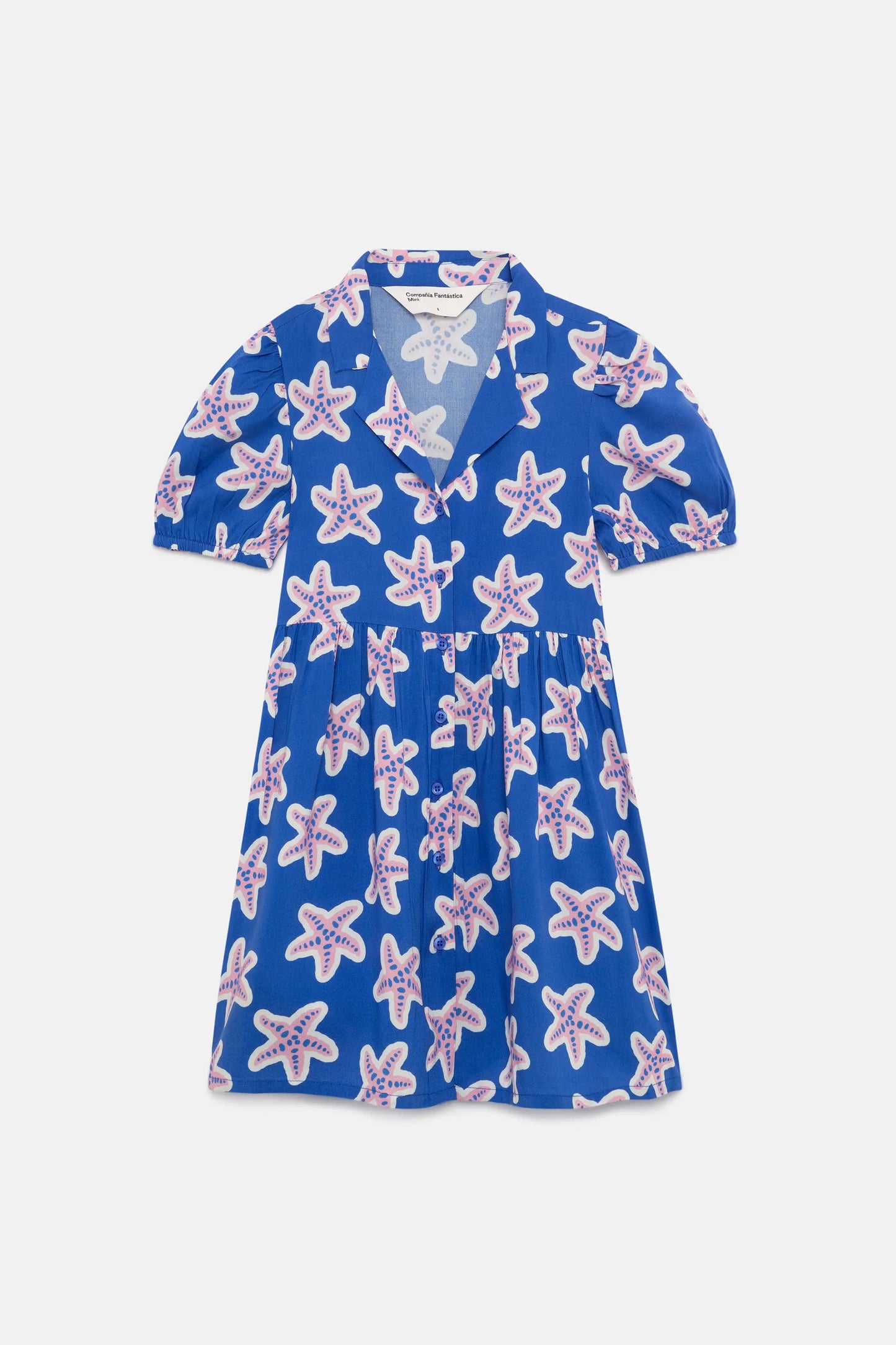 Vestido corto de niña en rayón LENZING™ ECOVERO™ de estrellas