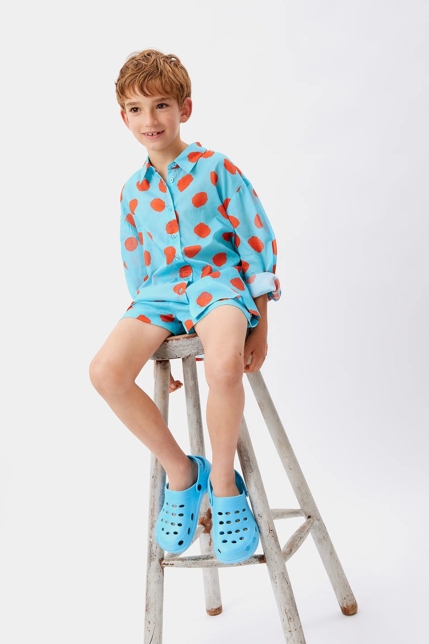 Unisex Blue Polka Dot Shirt