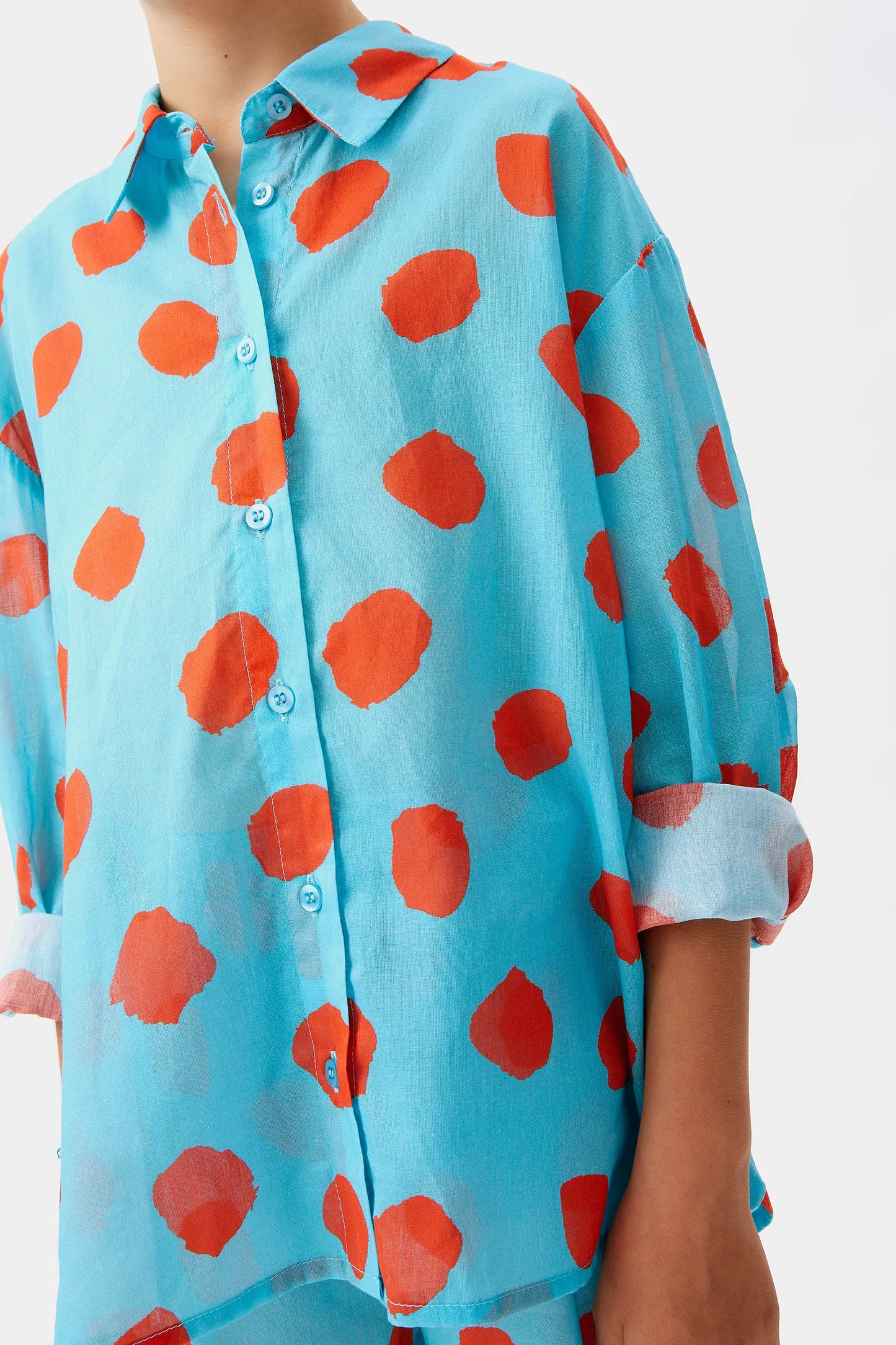 Unisex Blue Polka Dot Shirt