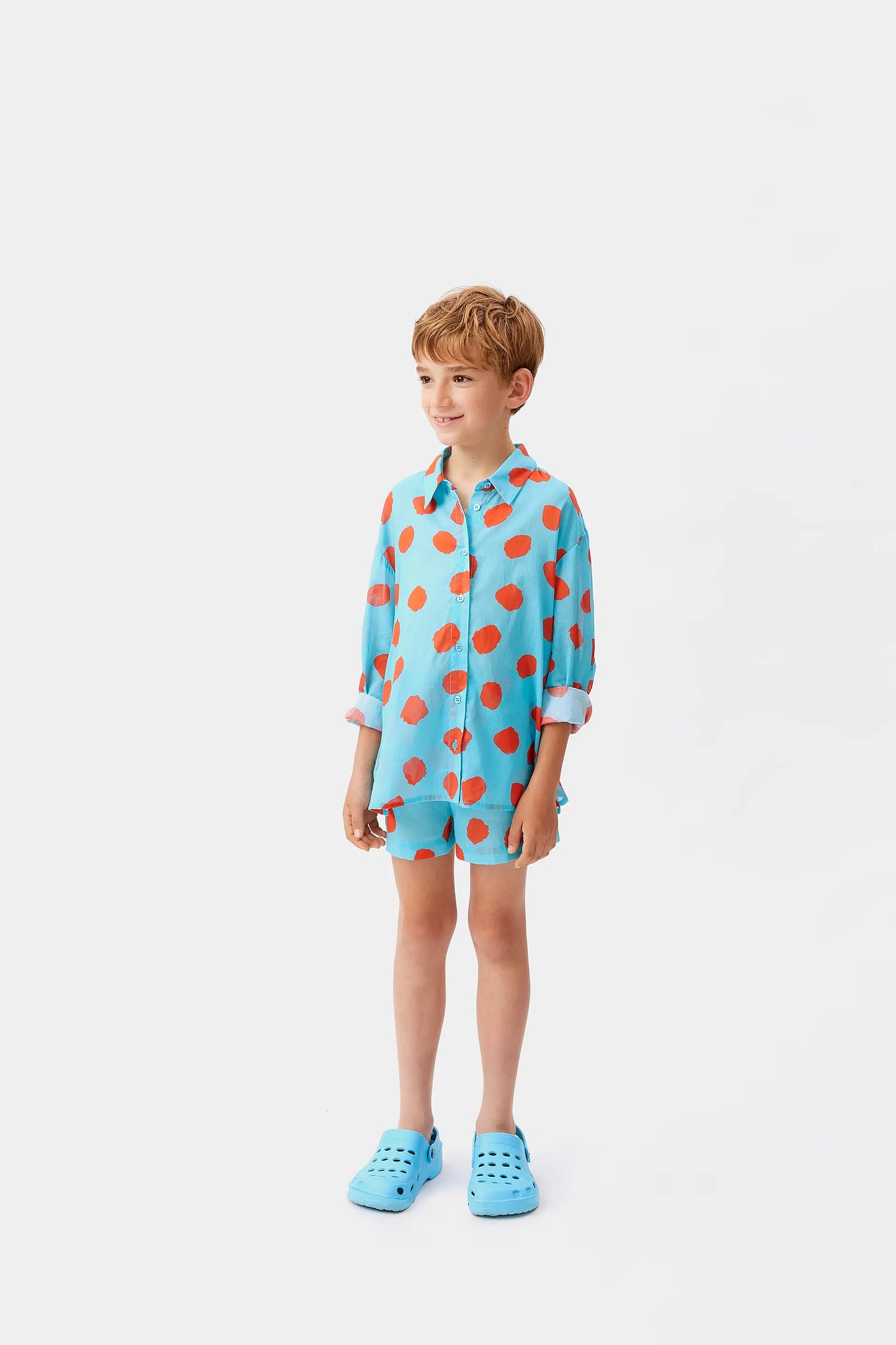 Unisex Blue Polka Dot Shirt