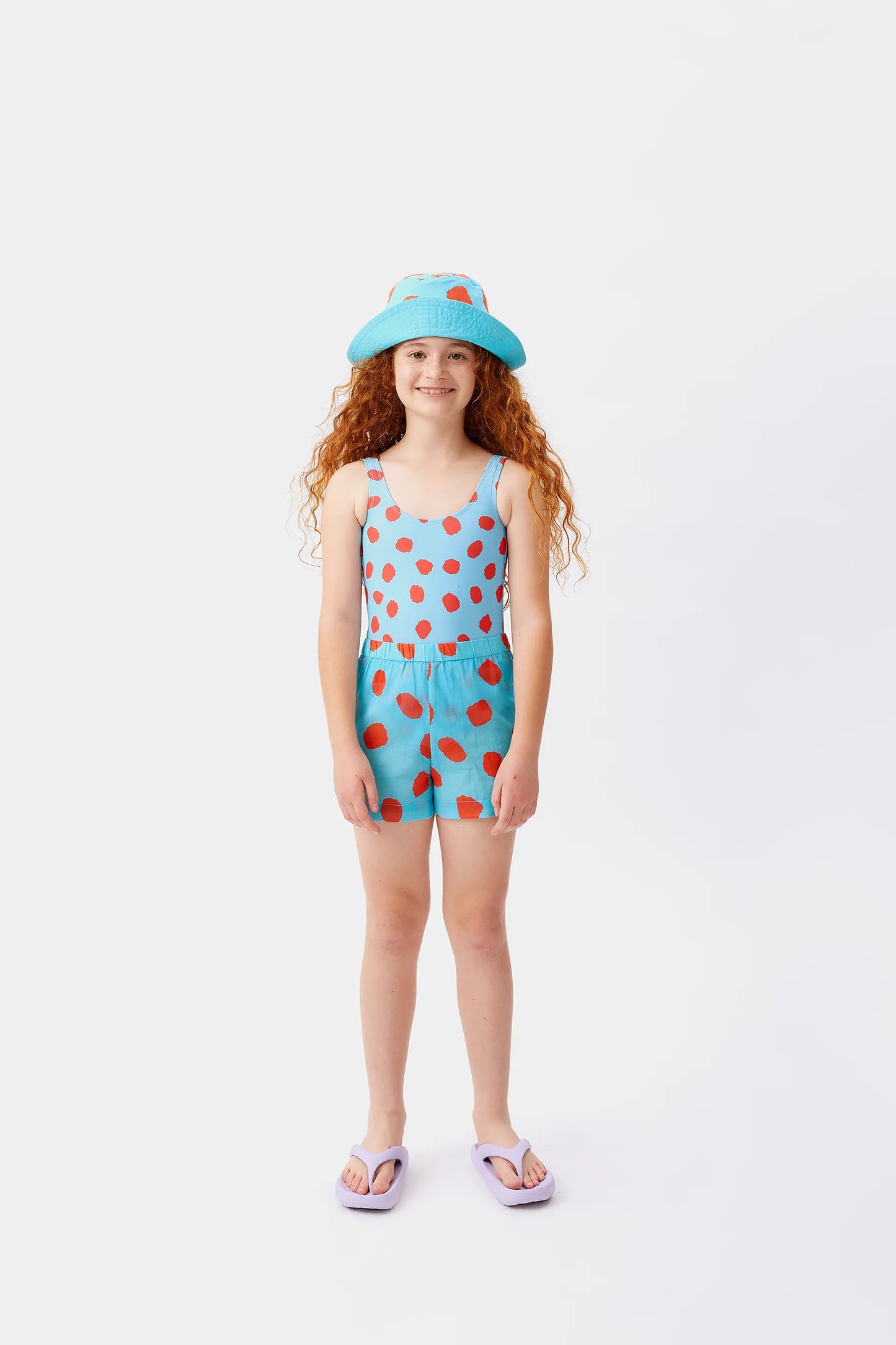 Shorts blu a pois da bambina