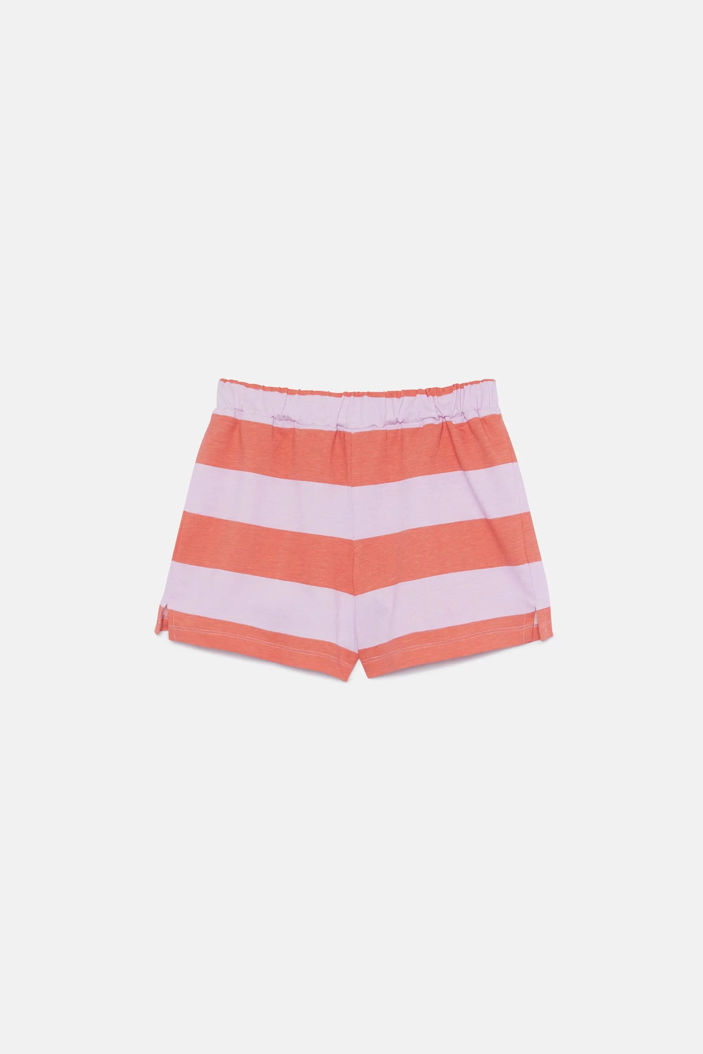 Short unisex de rayas coral y lila