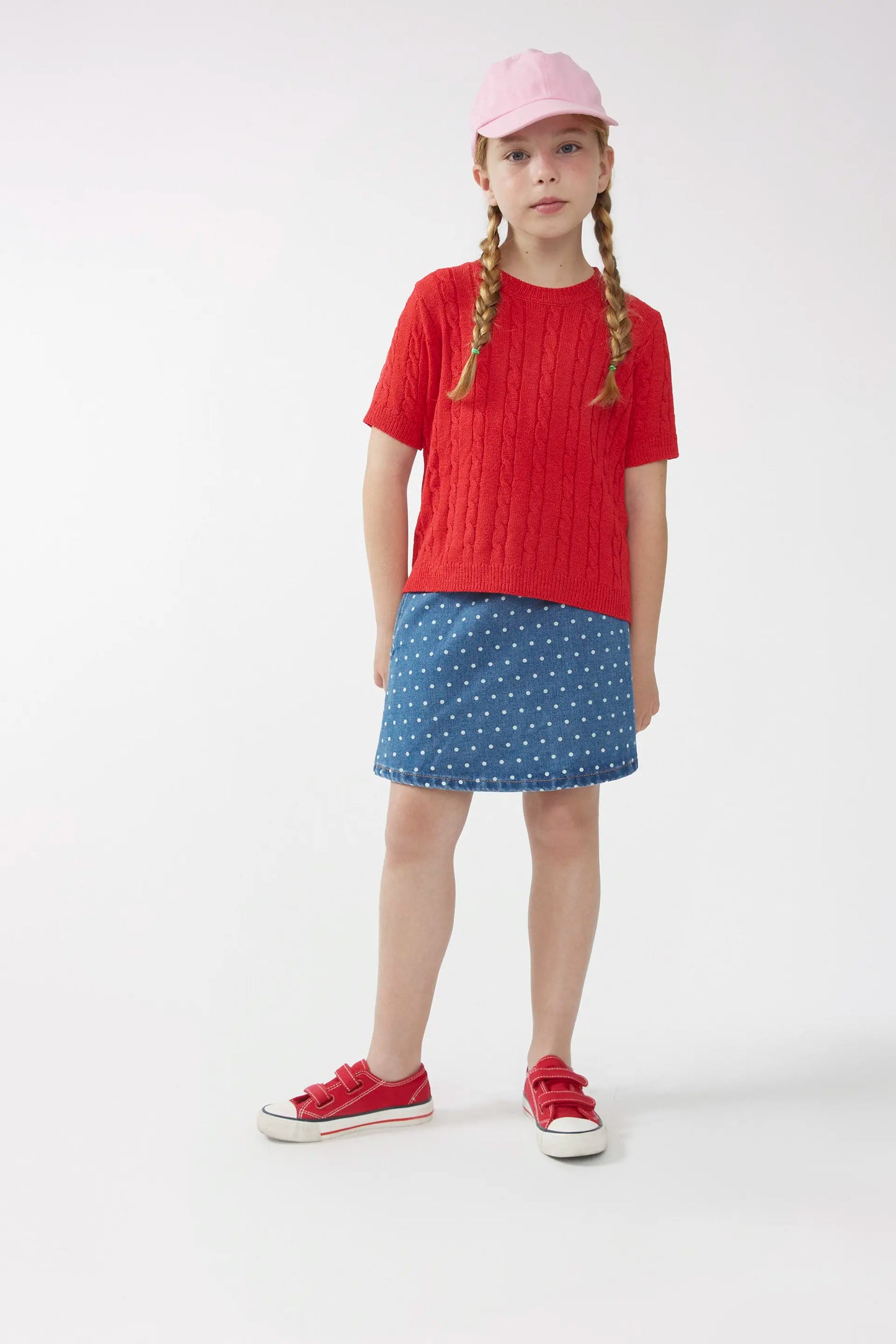 Jersey de niña manga corta rojo