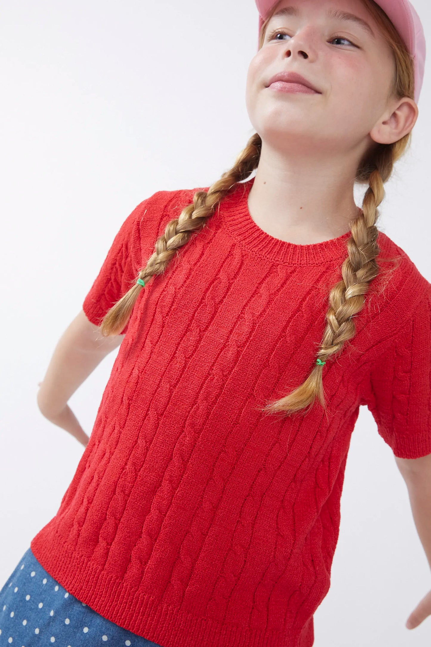 Jersey de niña manga corta rojo