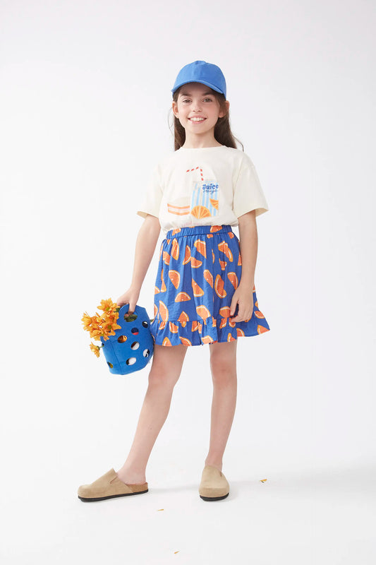 Falda corta de niña estampado pomelos