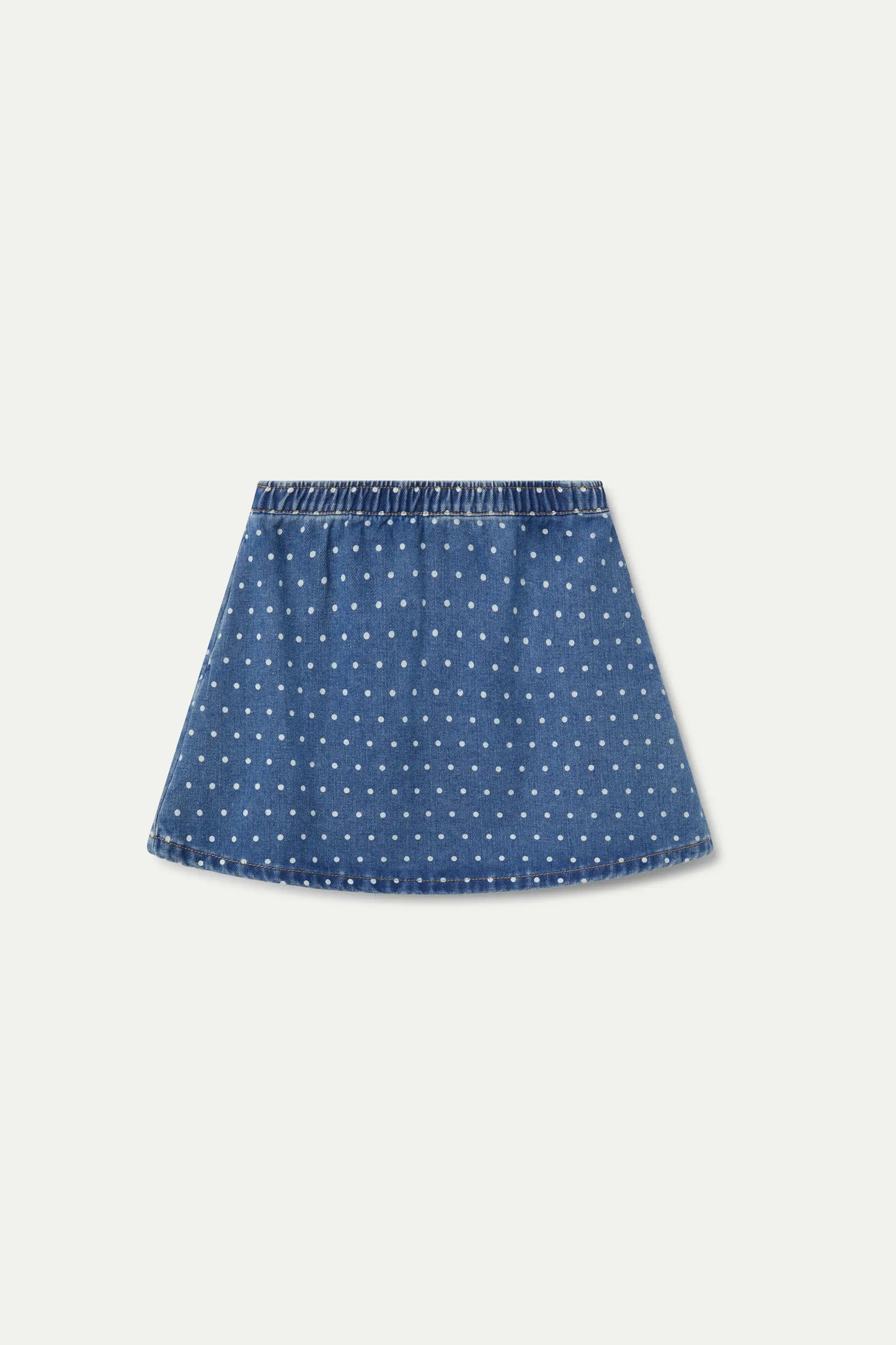 Polka dot denim girl's short skirt