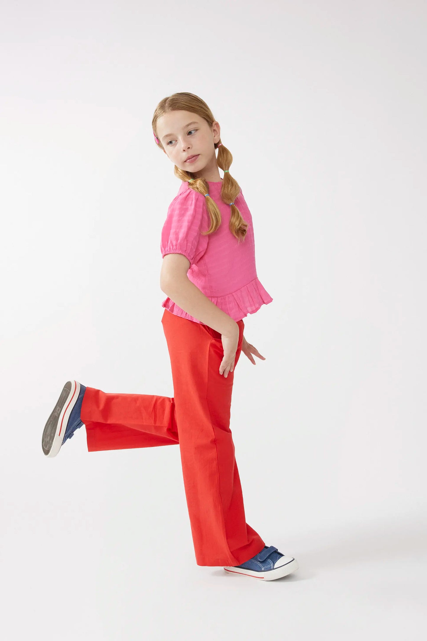 Pink ruffled girl's top