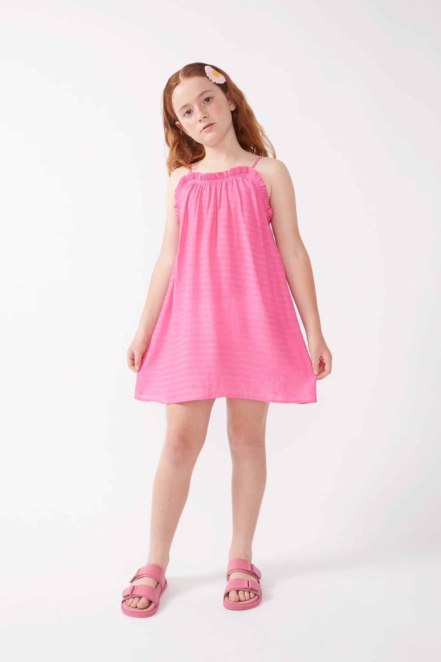 Short pink strappy girl dress