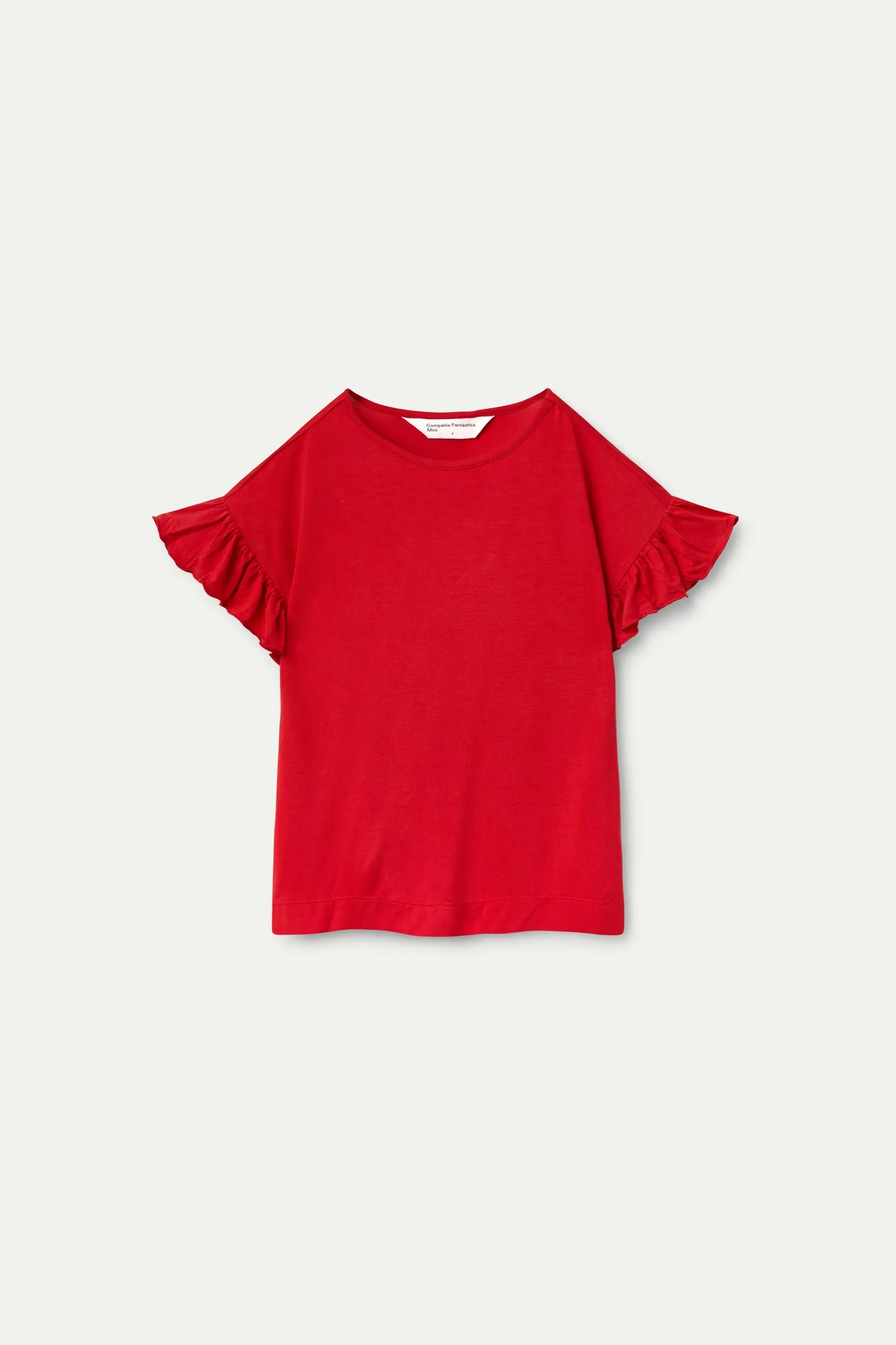 Top da bambina con volant rossi