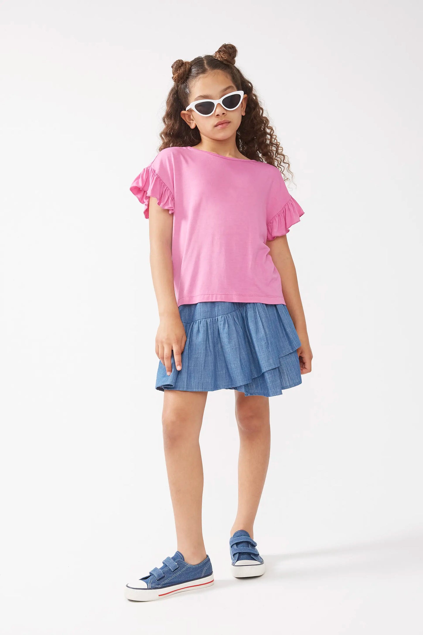 Top de niña con volantes rosa