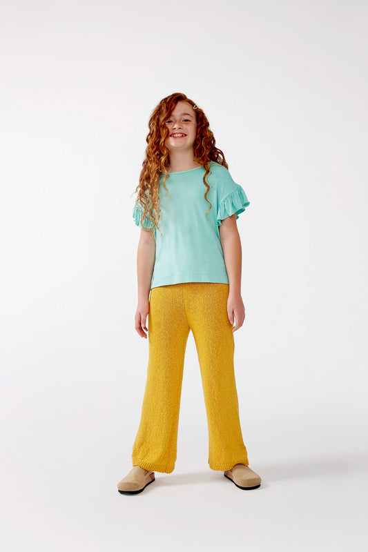 Top de niña con volantes azul