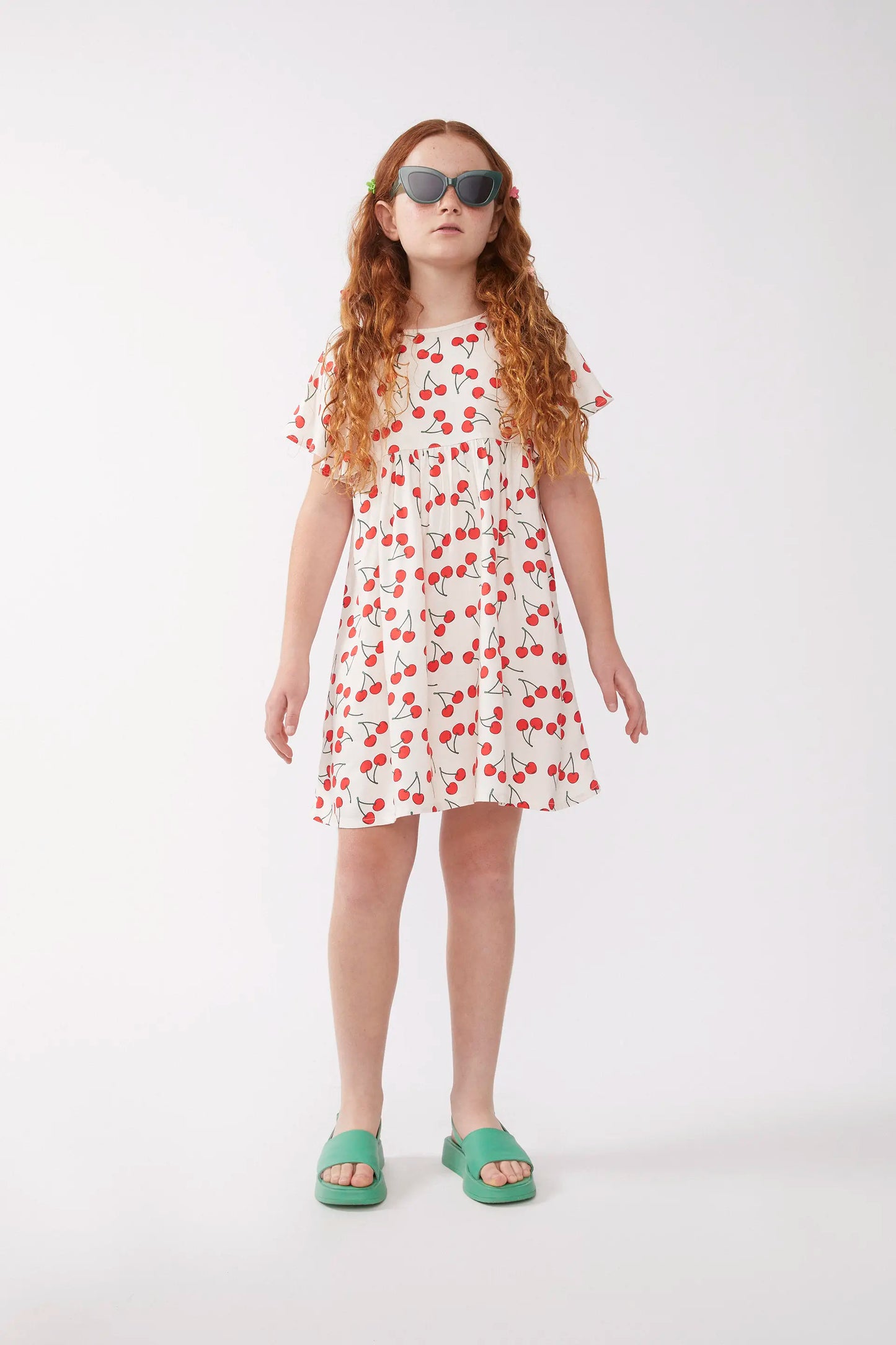 Short dress for girls with cherry print