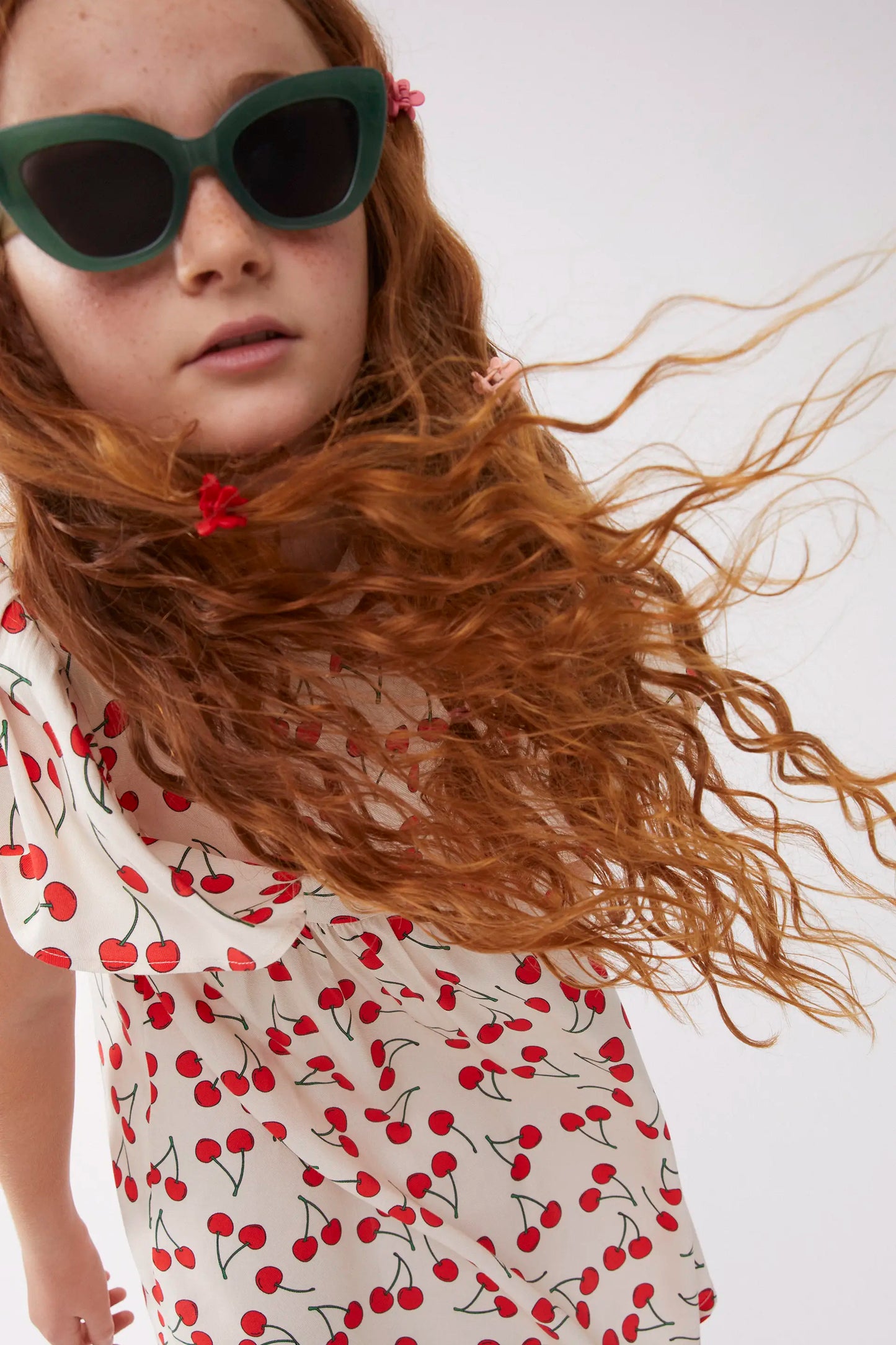 Short dress for girls with cherry print