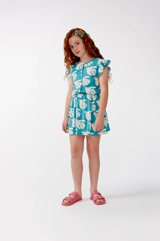 Falda corta de niña en rayón LENZING™ ECOVERO™ estampado Dove
