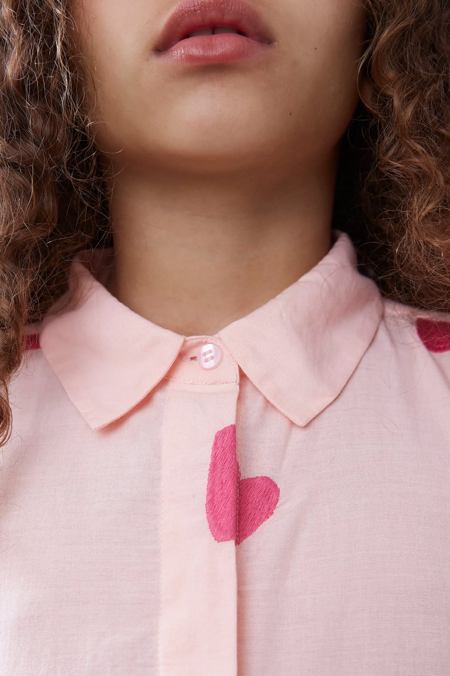 Pink embroidered hearts girl's shirt