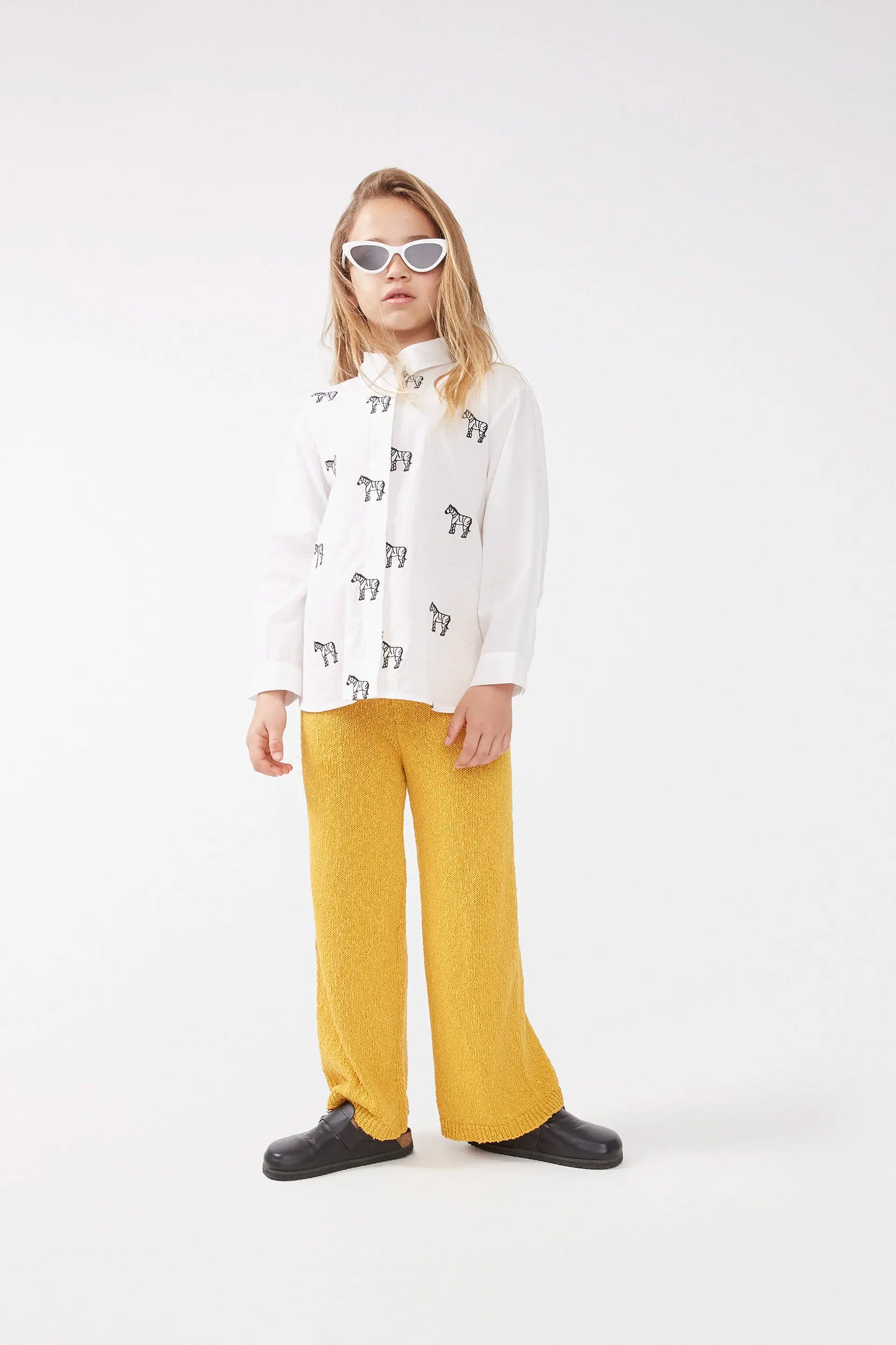 White embroidered zebra girl's shirt