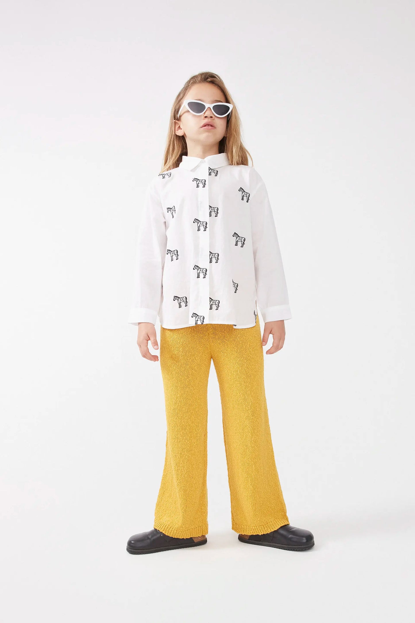 White embroidered zebra girl's shirt