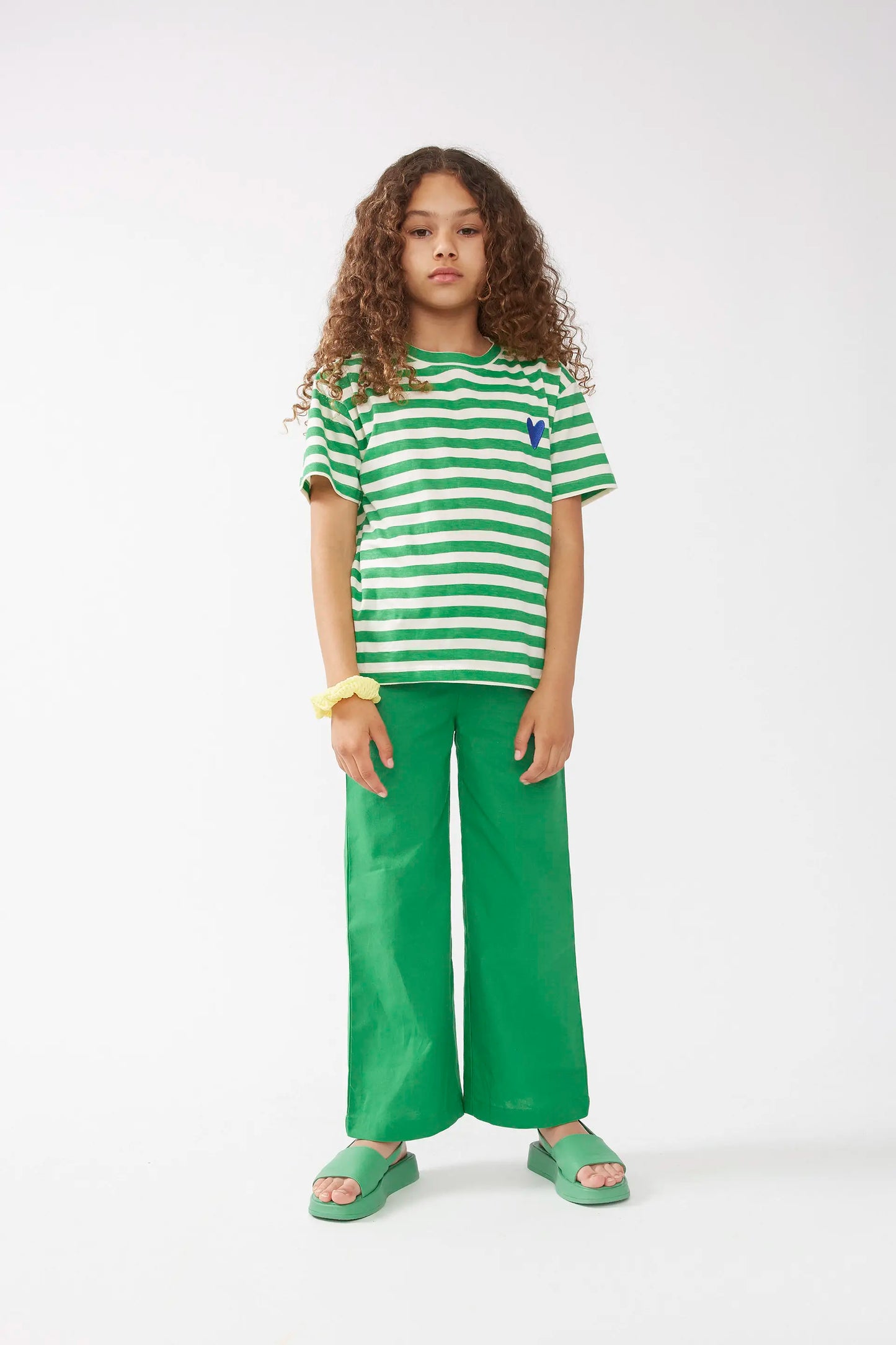 Unisex green striped t-shirt