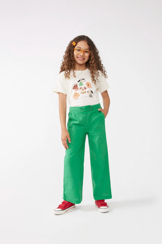 Pantaloni verdi da bambina con bottoni dritti
