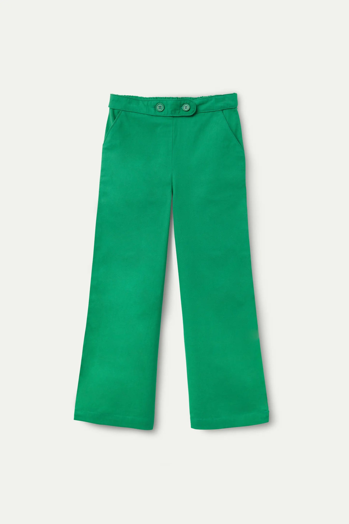 Green straight buttoned girl's trousers