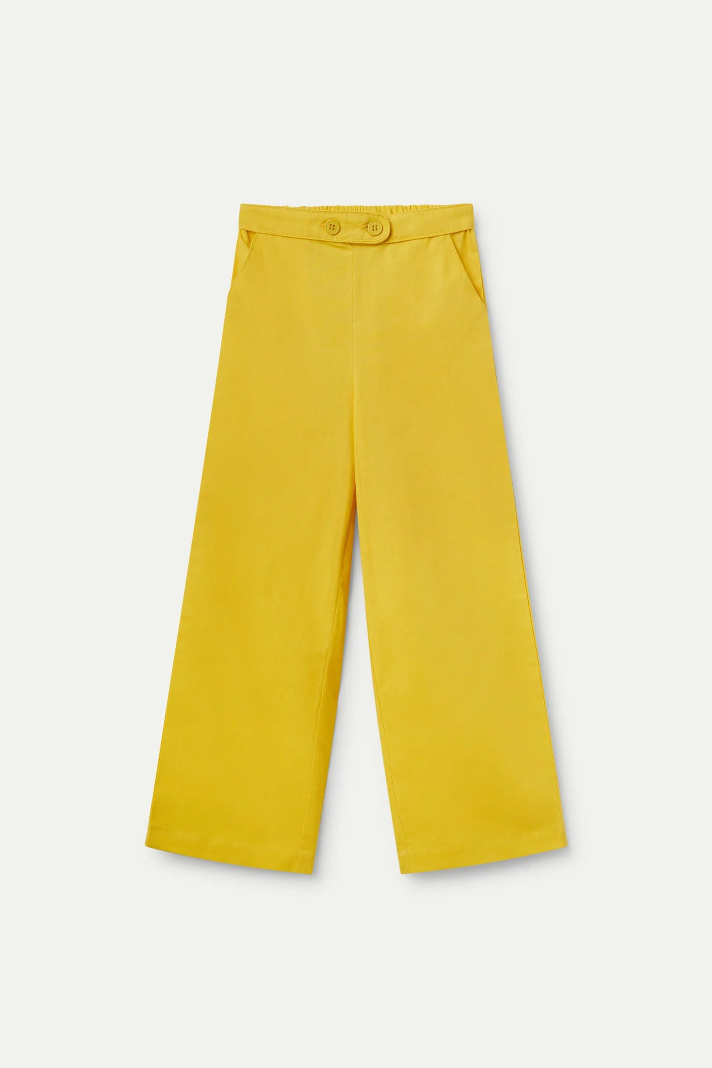 Yellow straight buttoned girl's trousers