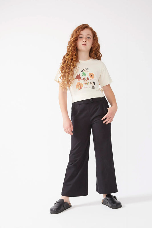 Pantaloni neri abbottonati dritti da bambina