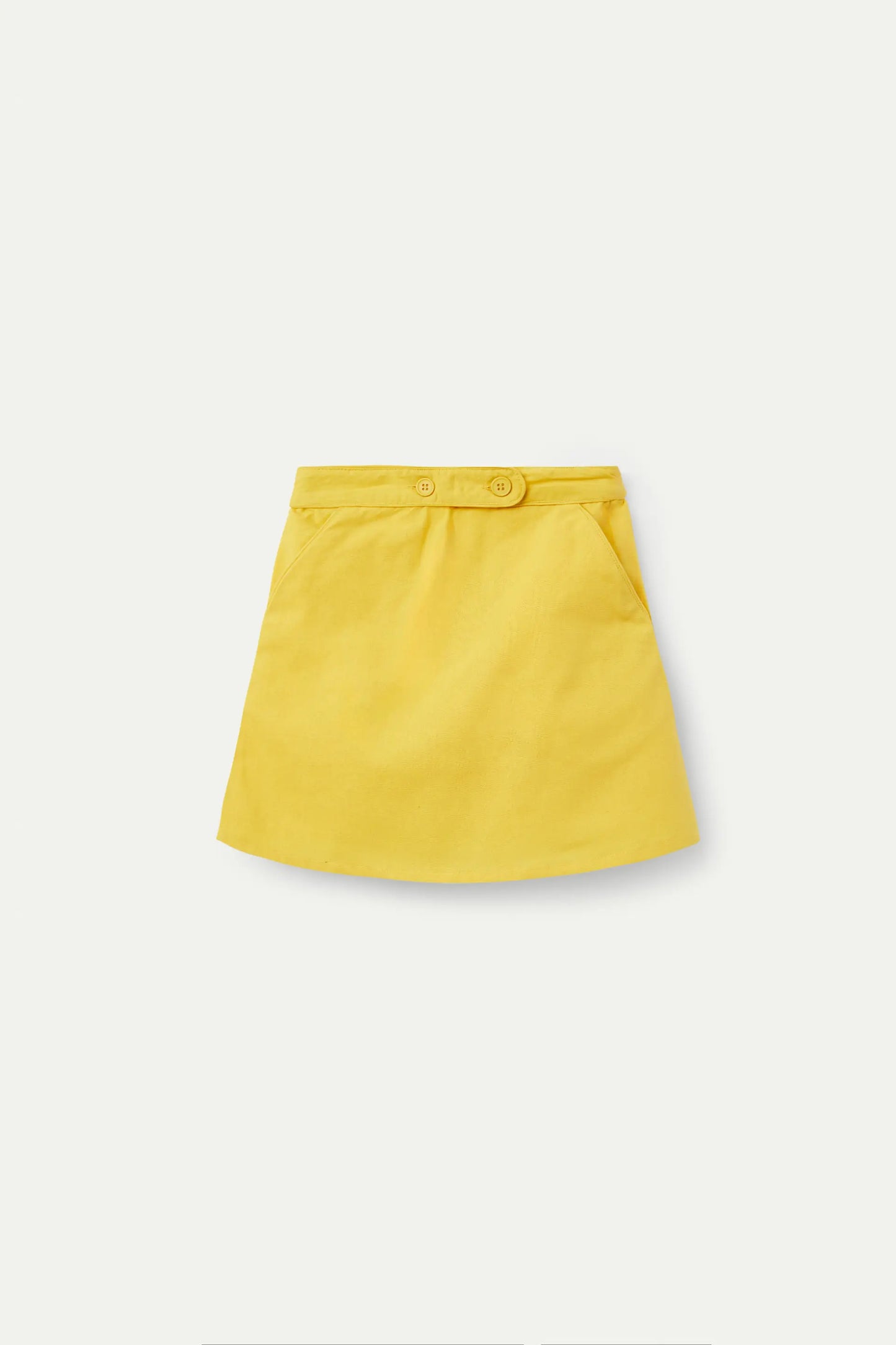 Yellow short skirt for girls with buttons