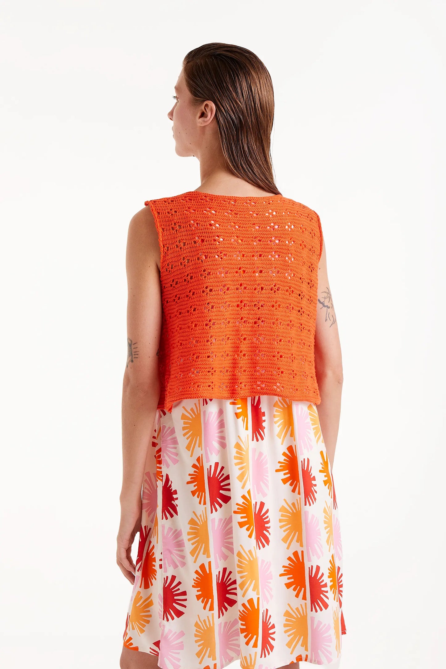 Top crochet lazada naranja
