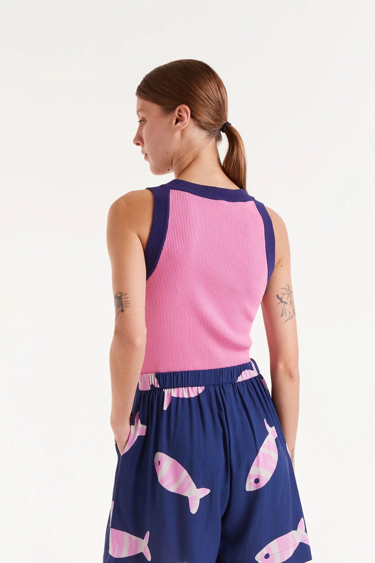 Top tirantes bicolor rosa