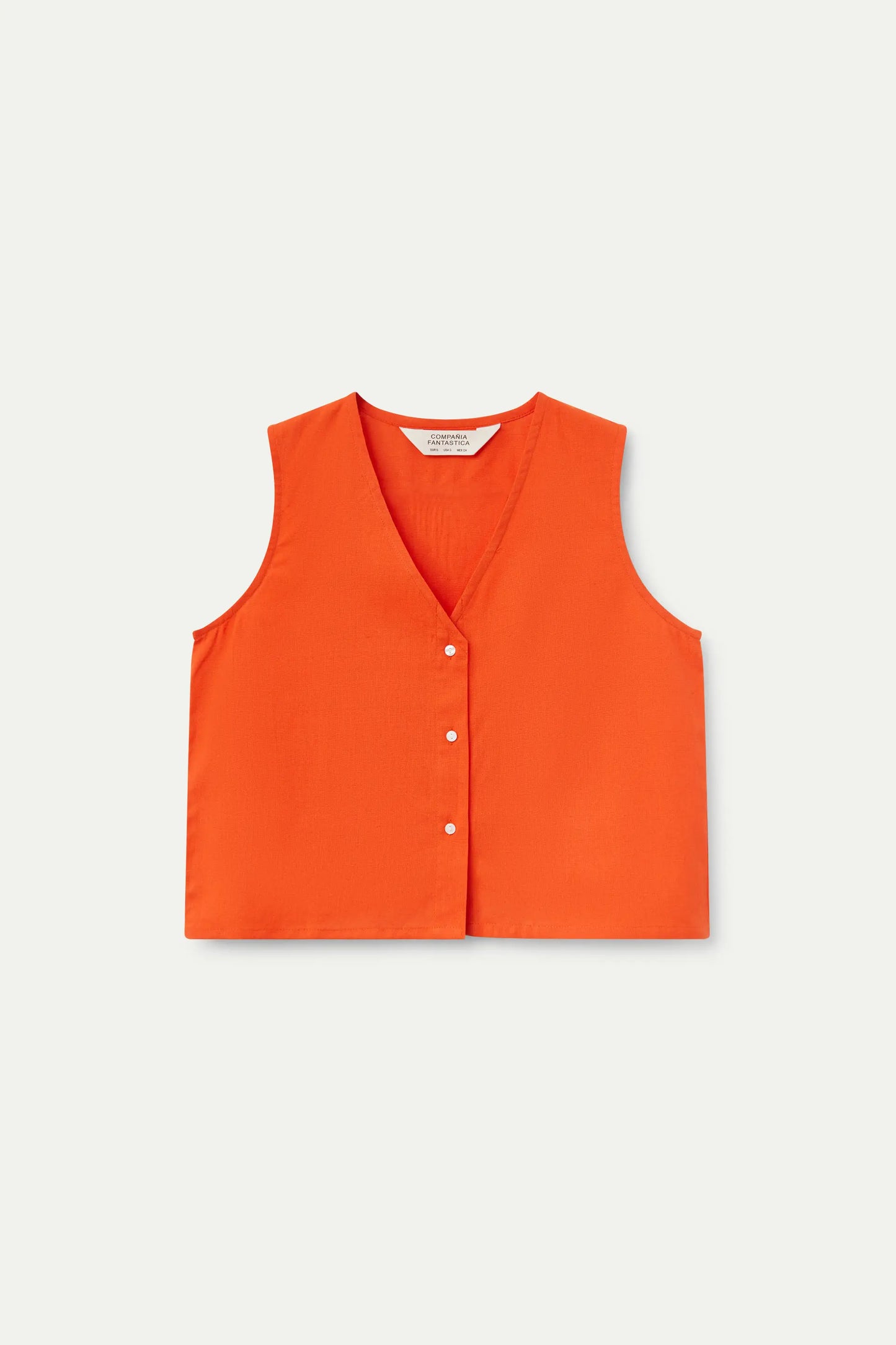 Orange button-down top