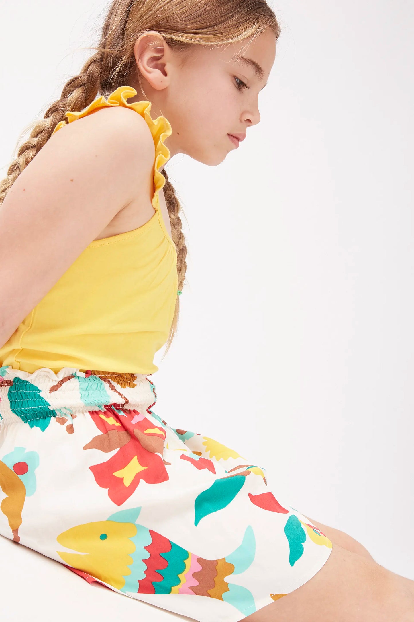 Falda corta de niña estampado Nenufar