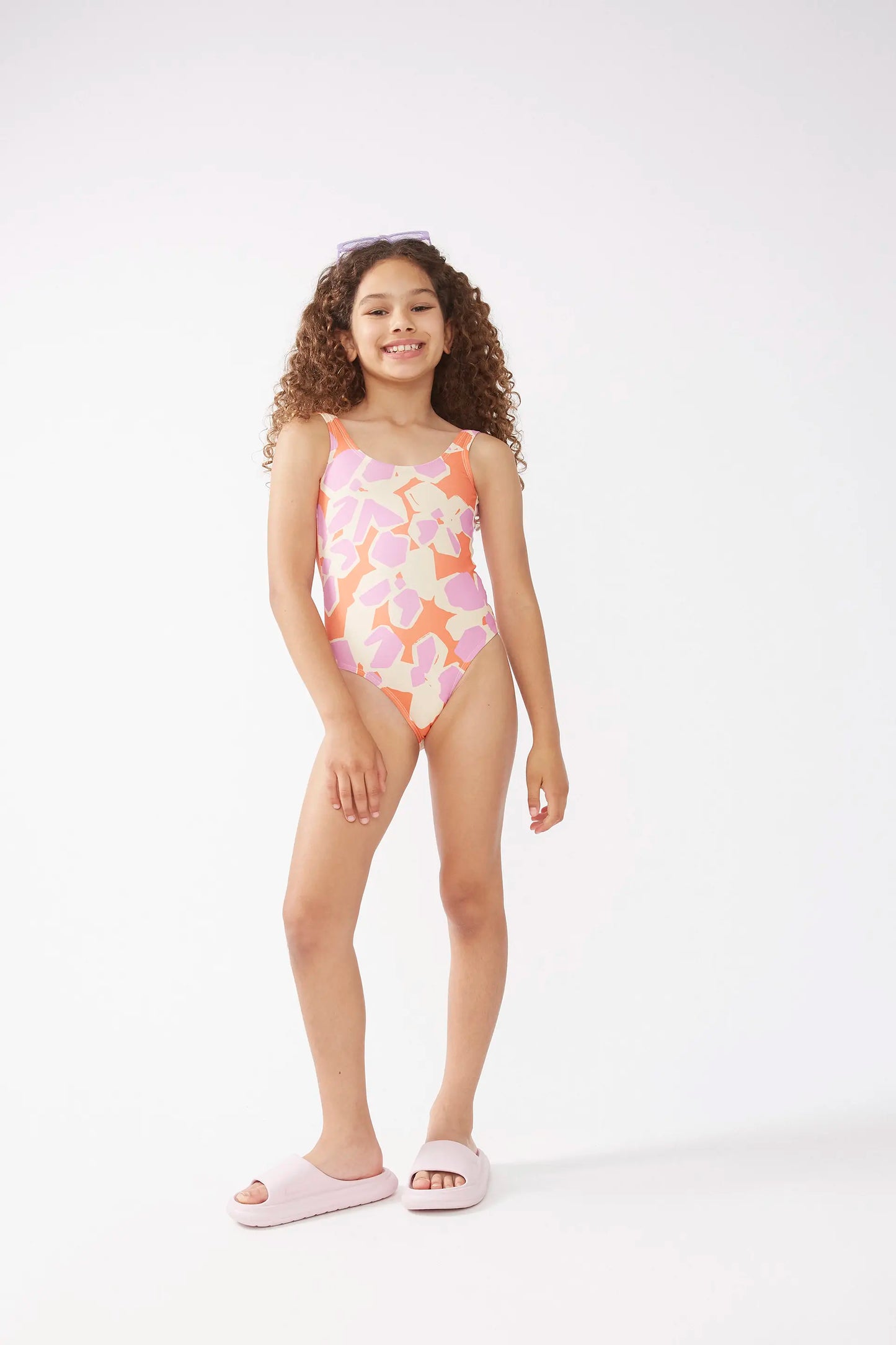 Rubra Orange printed girl's swimsuit