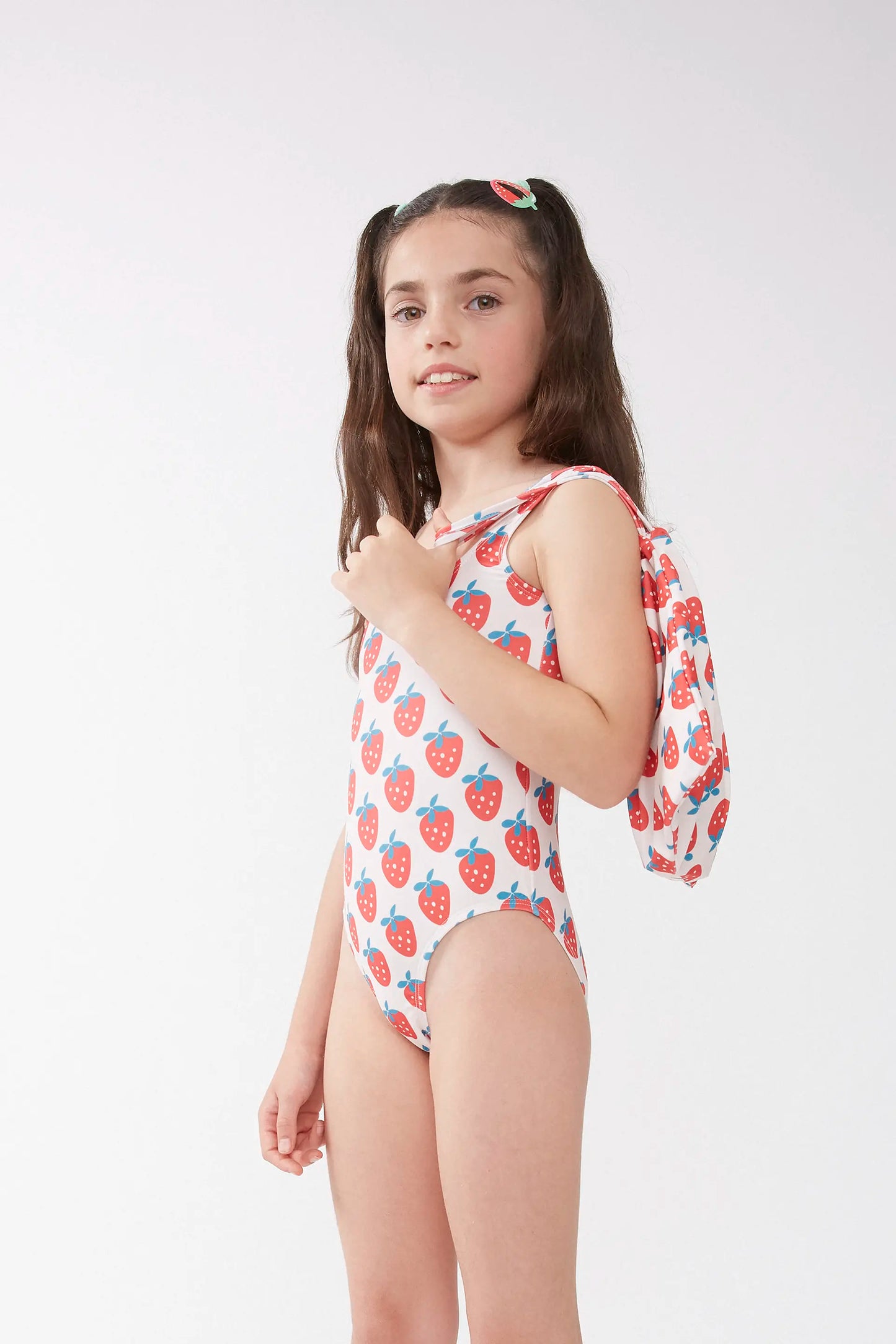 Costume da bagno da bambina con stampa Strawberry Beach