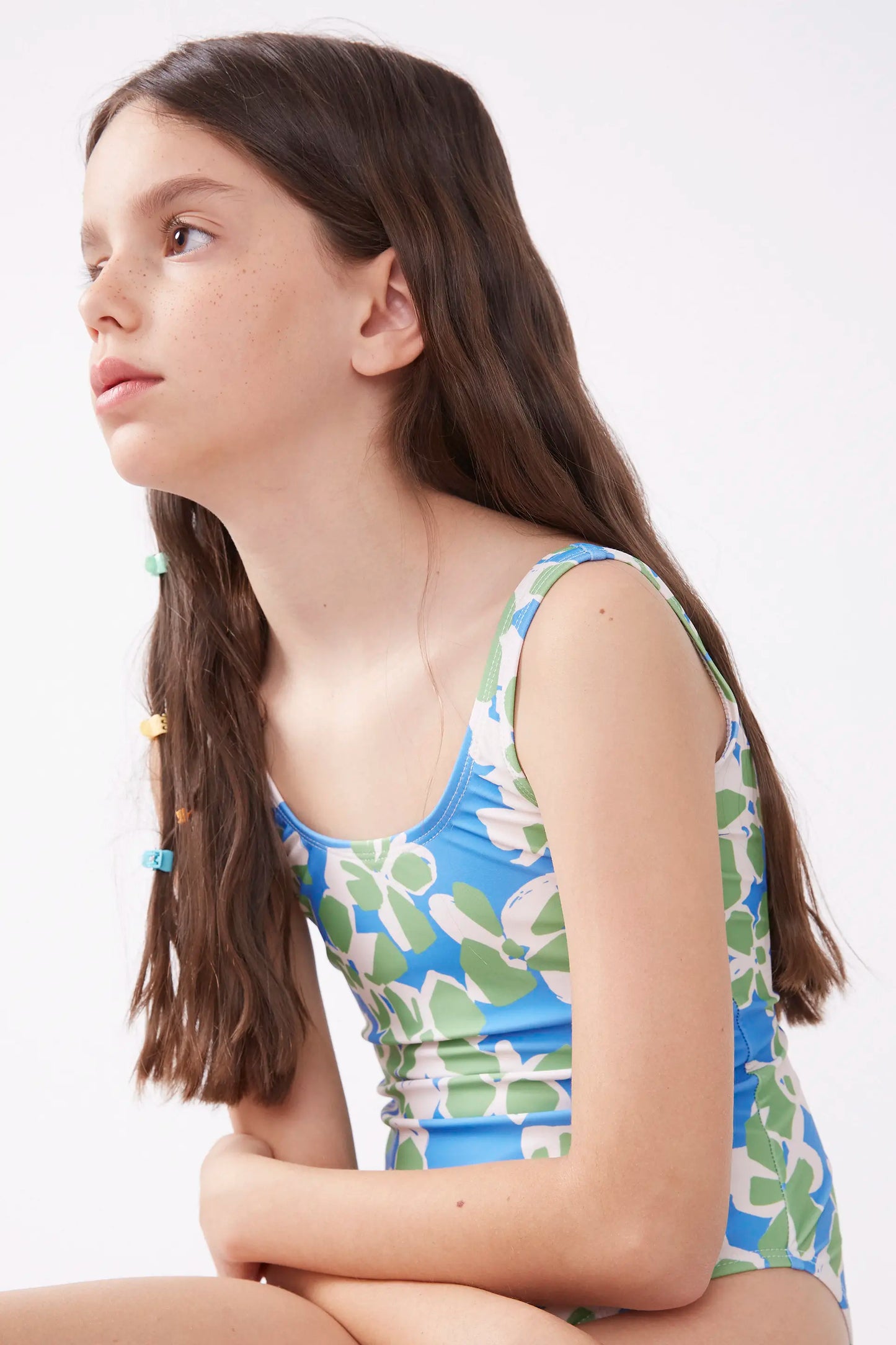 Bañador de niña estampado Aquatic Blue