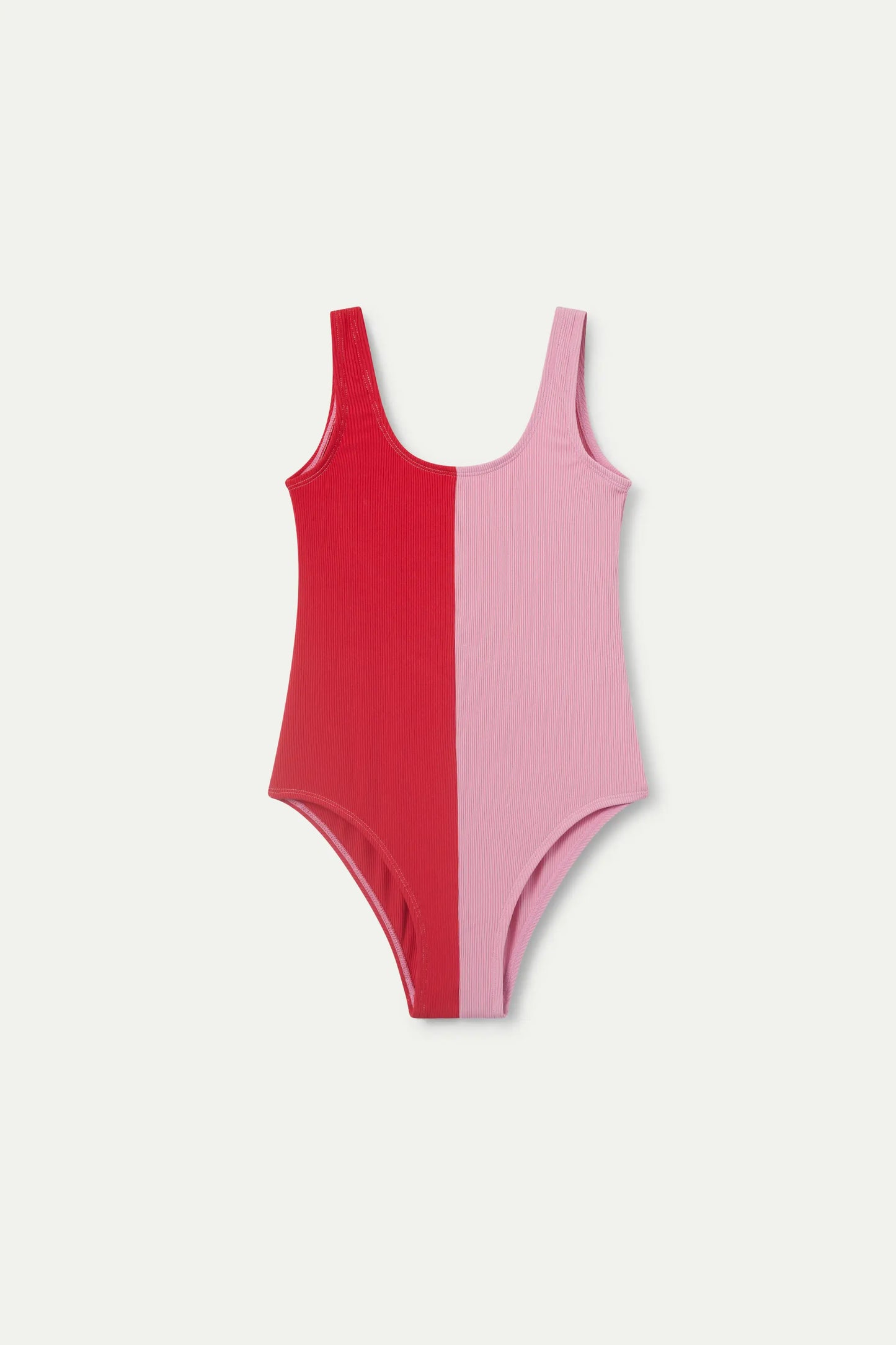 Bañador de niña bicolor rojo