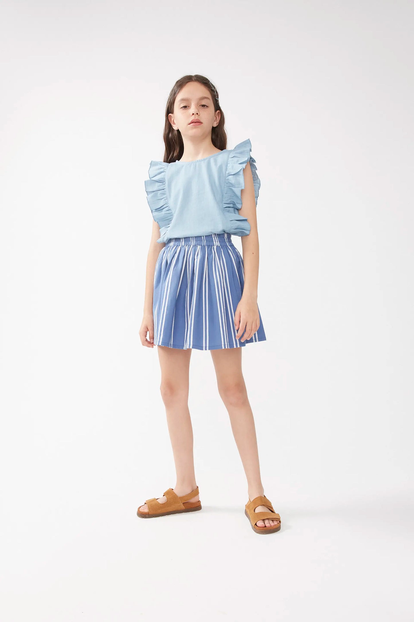 Blue striped girl's short skirt