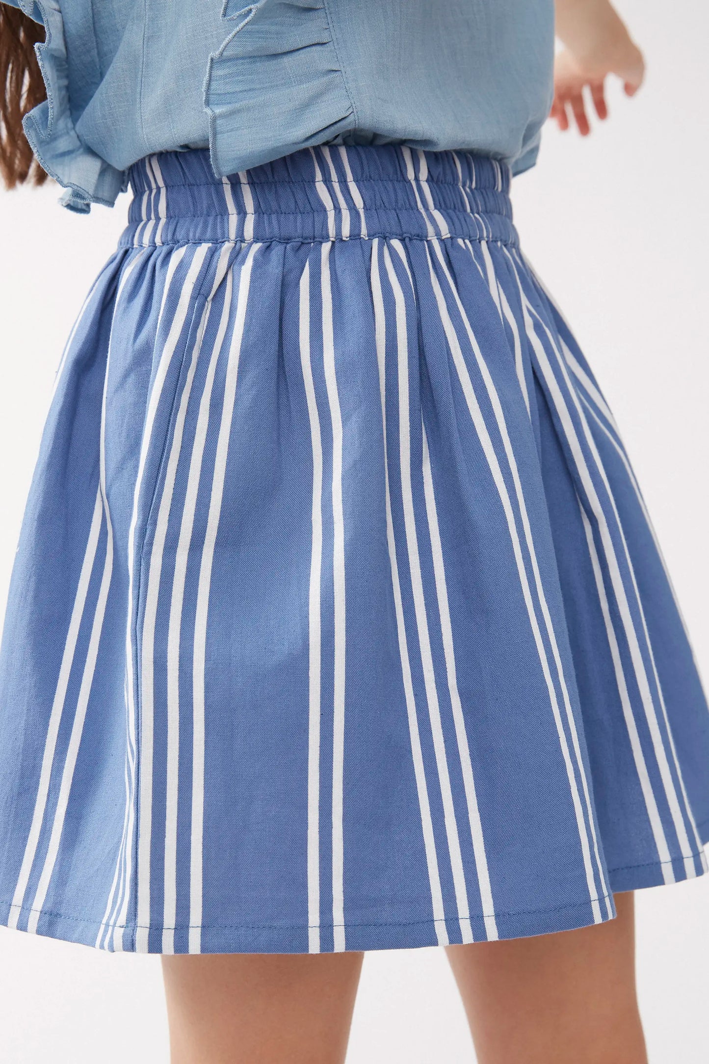 Blue striped girl's short skirt