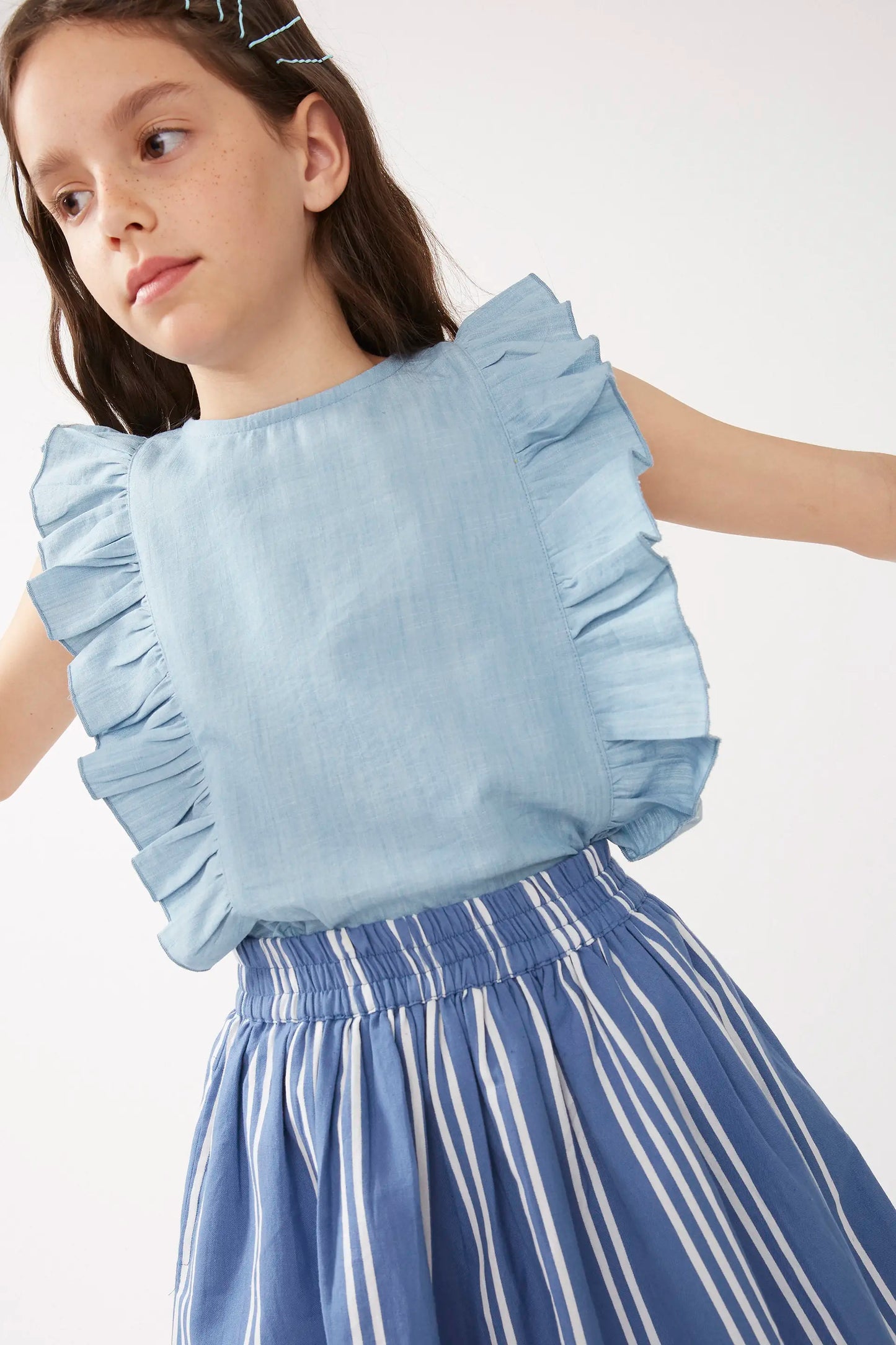 Blue striped girl's short skirt