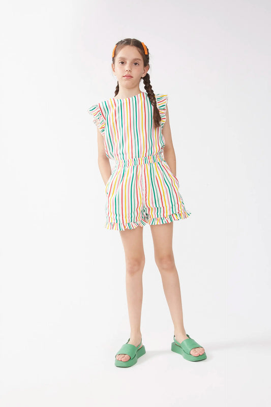 Pantaloncini a righe multicolori per bambine