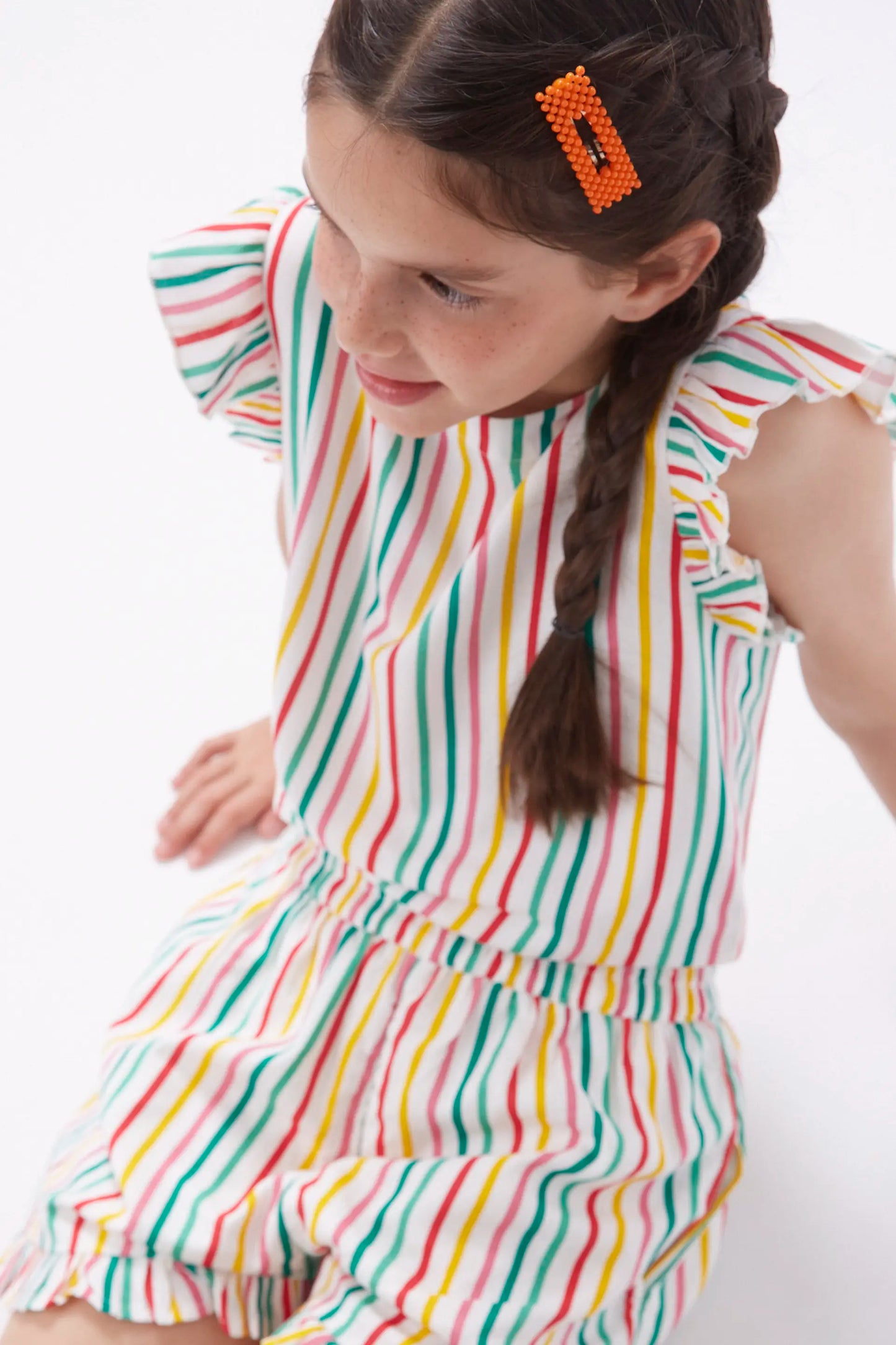 Multicolored striped girls' shorts
