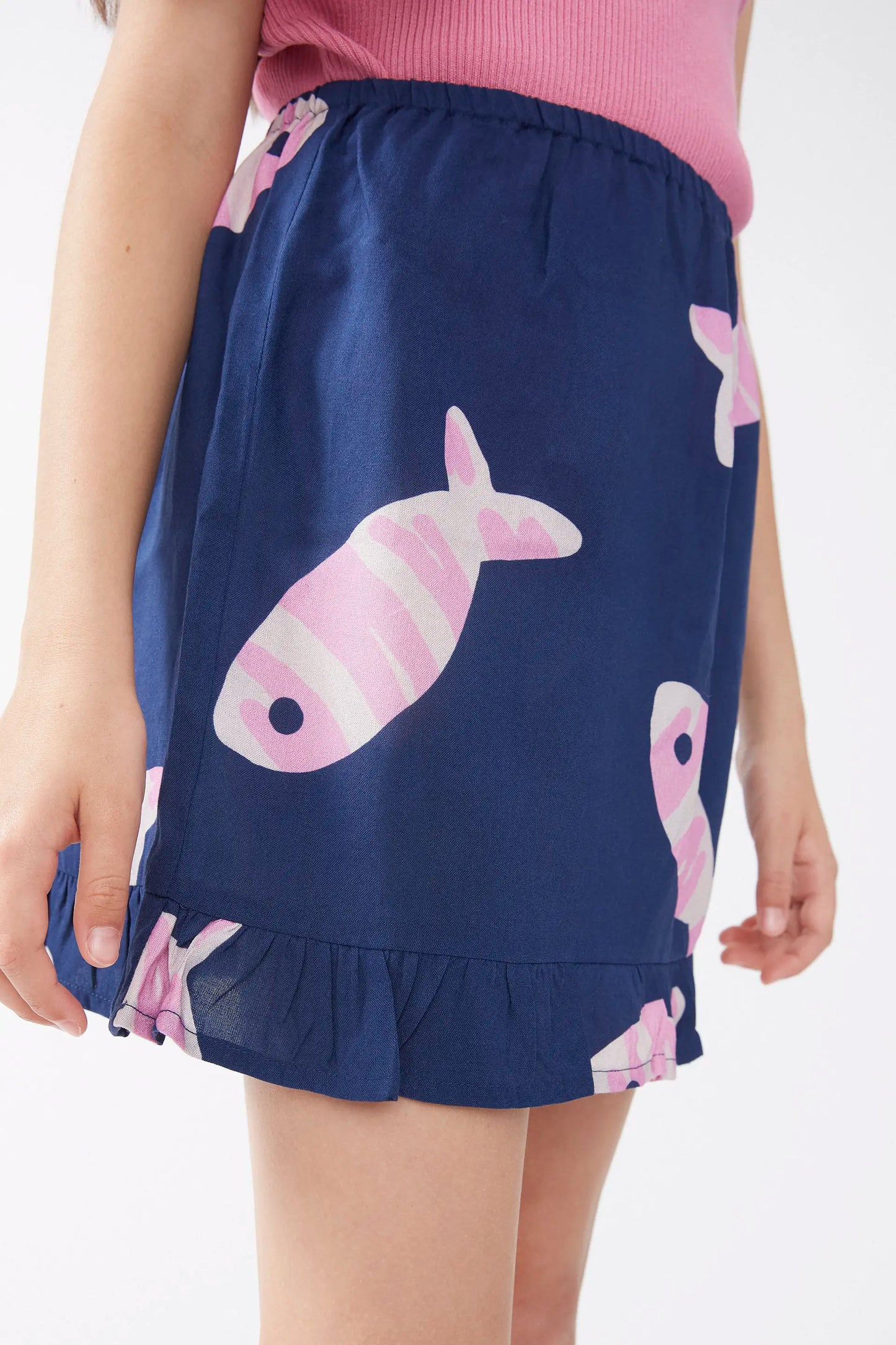 LENZING™ ECOVERO™ rayon girls' short skirt with Eureka print