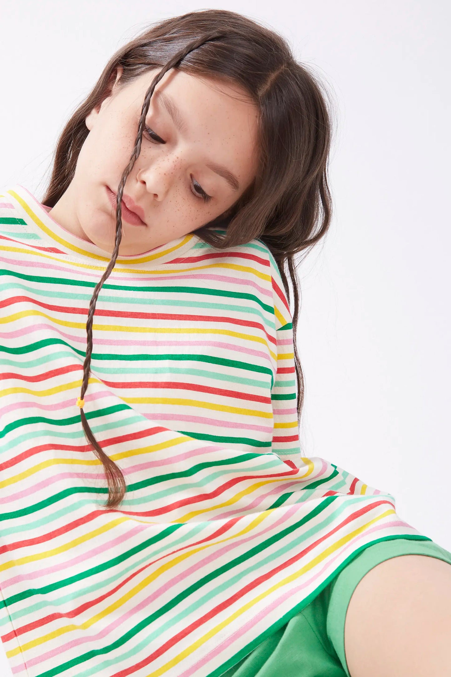 Unisex T-shirt with multicoloured stripes