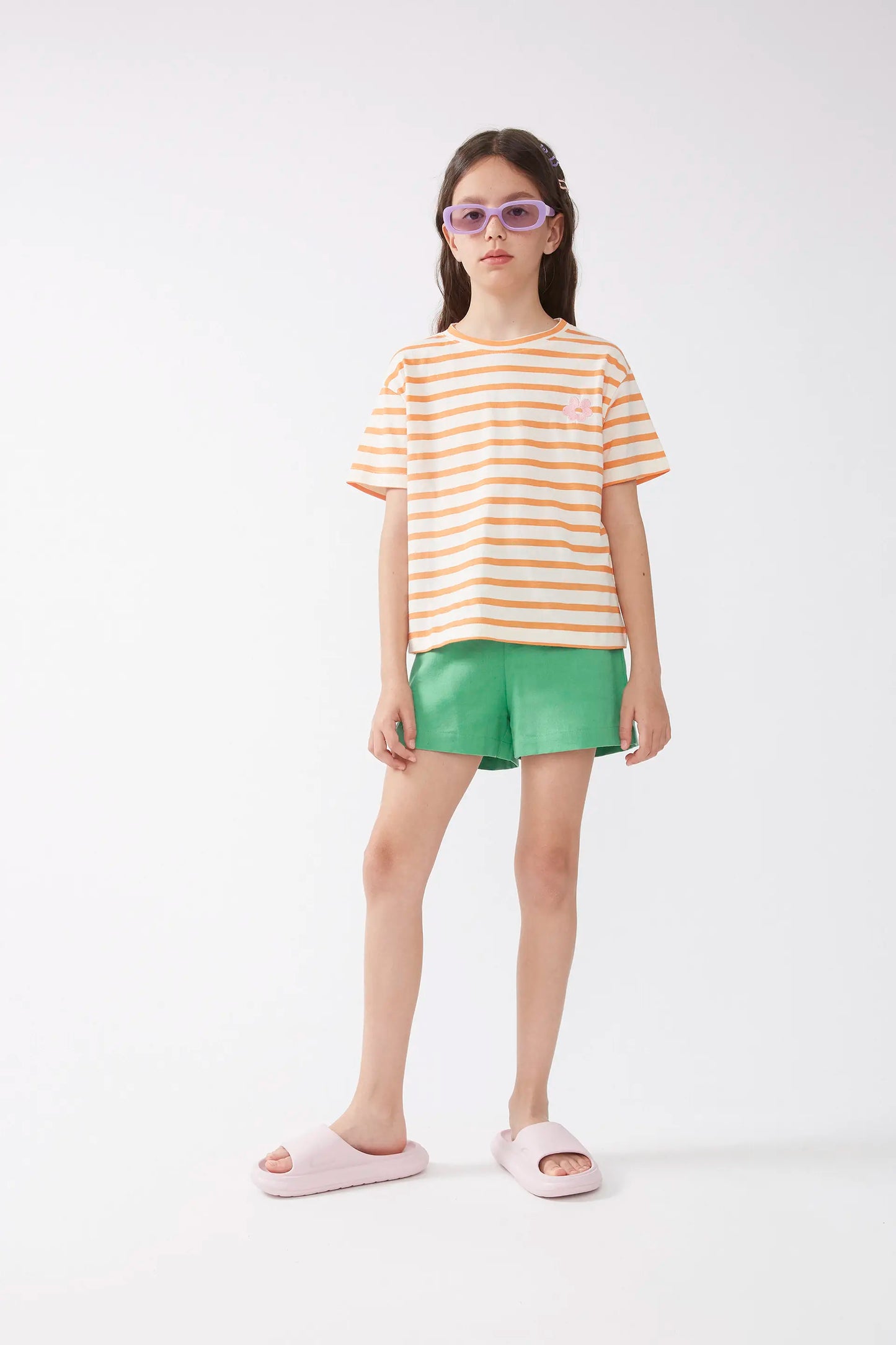 Unisex T-shirt with multicoloured stripes